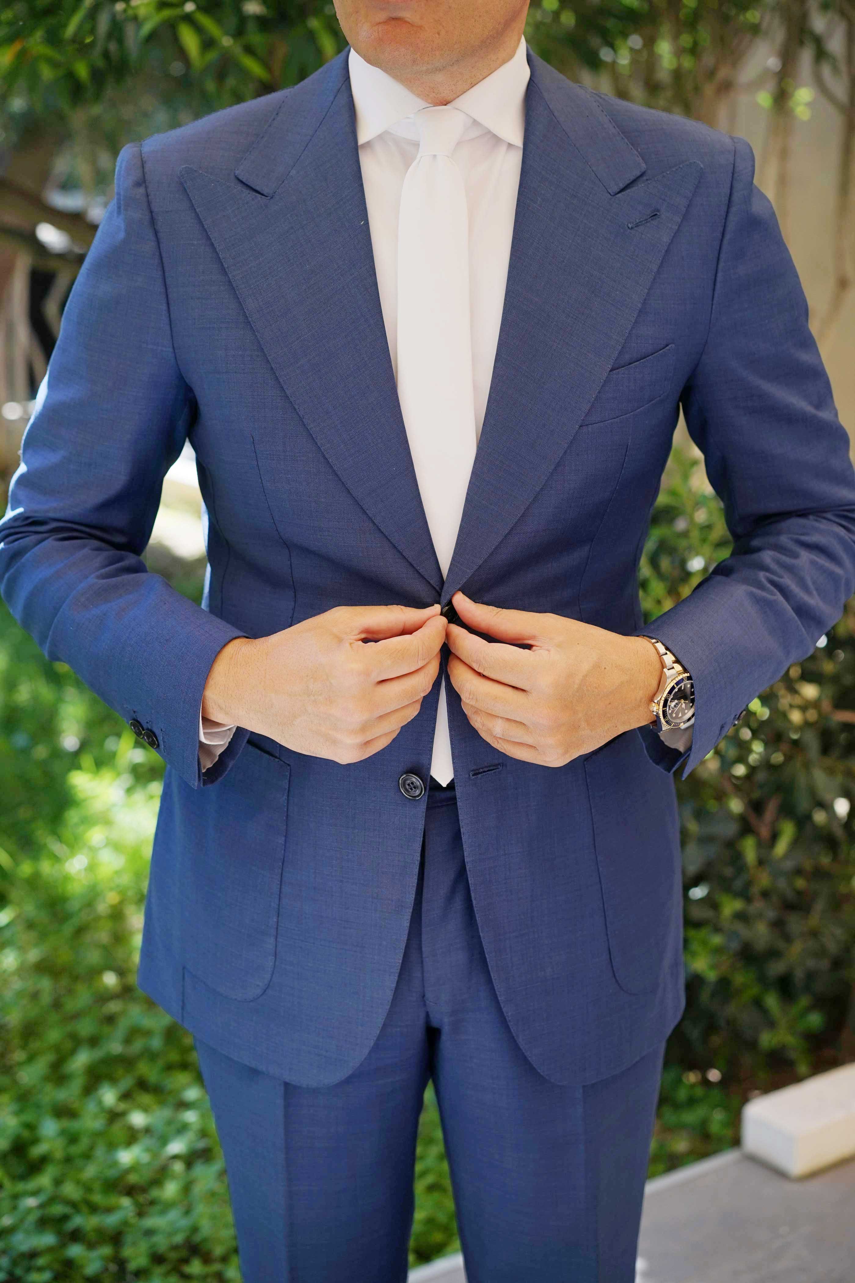 The OTAA White Cotton Skinny Tie - Image 8