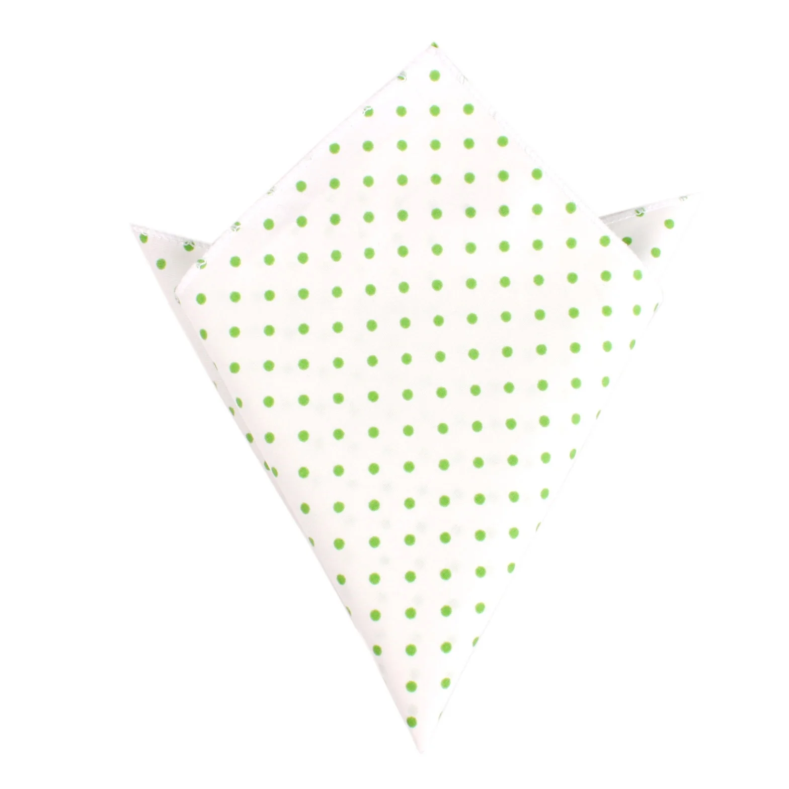 White Cotton with Green Mini Polka Dots Pocket Square