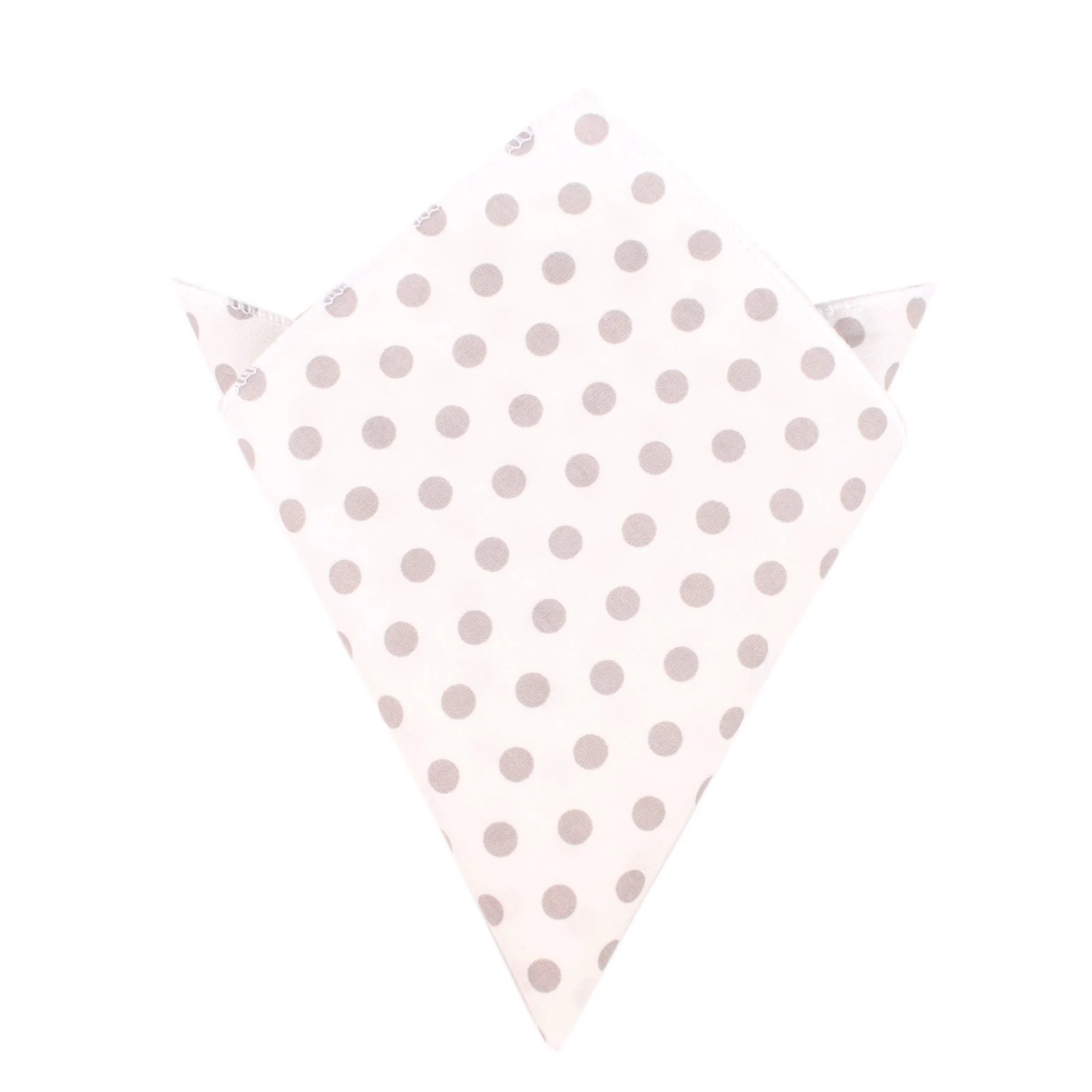 White Cotton with Grey Polka Dots Pocket Square