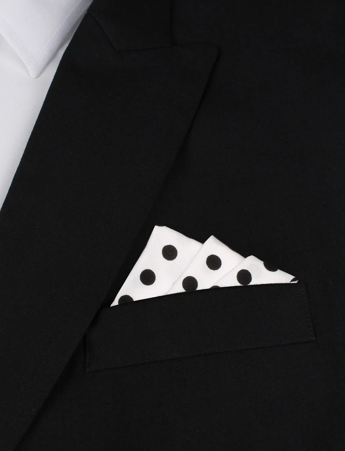 White Cotton with Large Black Polka Dots Pocket Square - Image 3