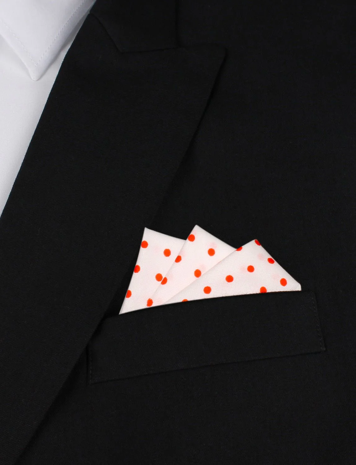 White Cotton with Red Mini Polka Dots Pocket Square - Image 3