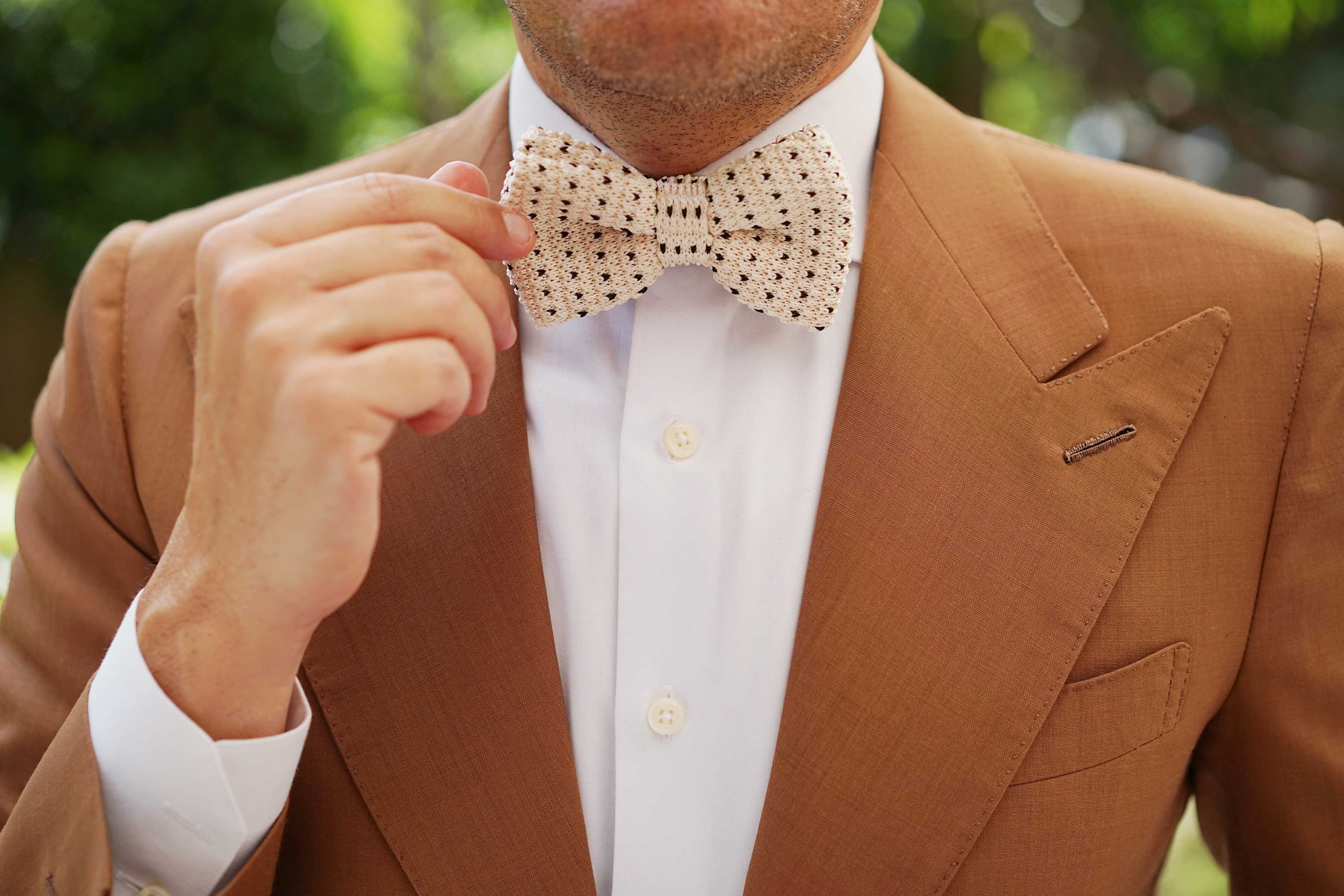 White Jon Snow Knitted Bow Tie - Image 9
