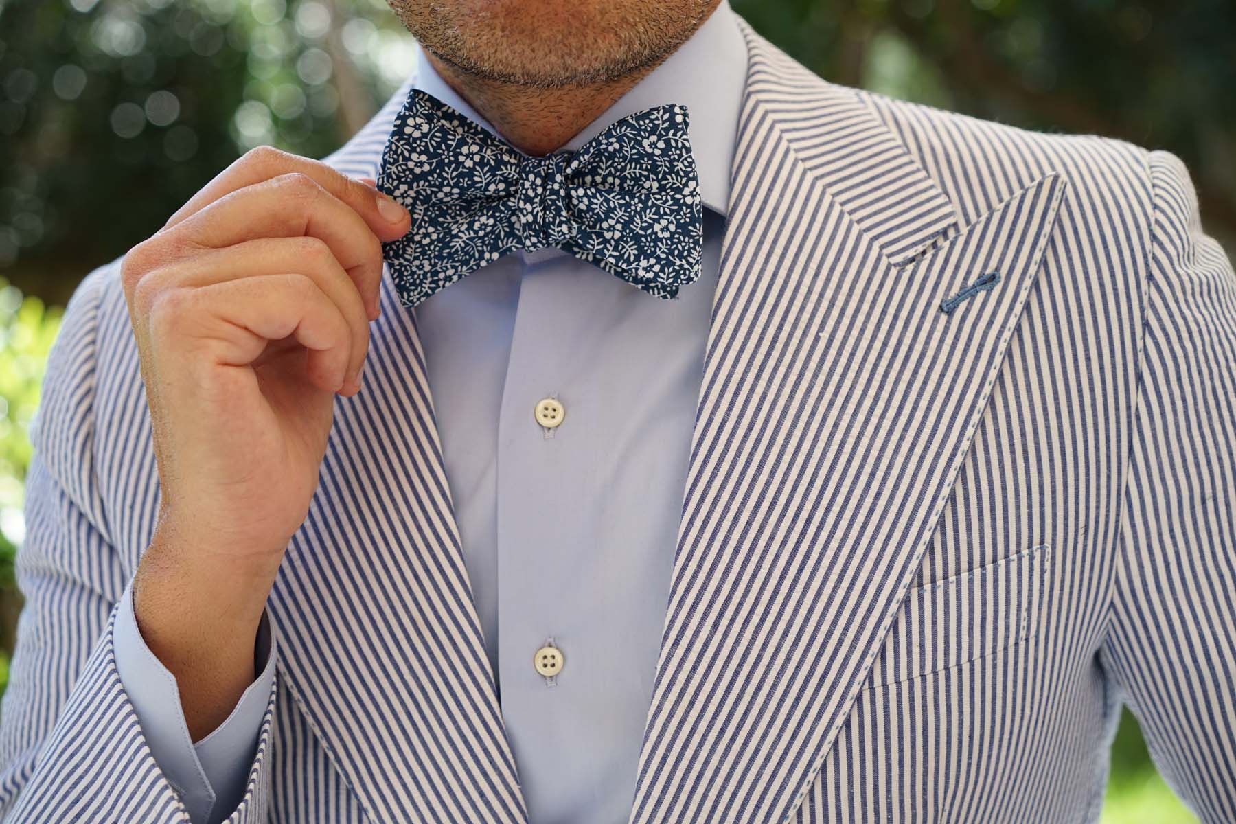 White Orchid Floral Self Bow Tie - Image 7