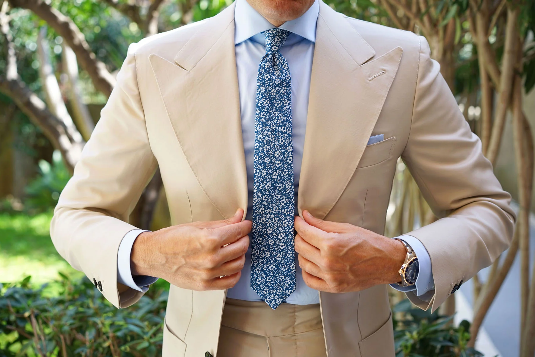 White Orchid Floral Skinny Tie - Image 6