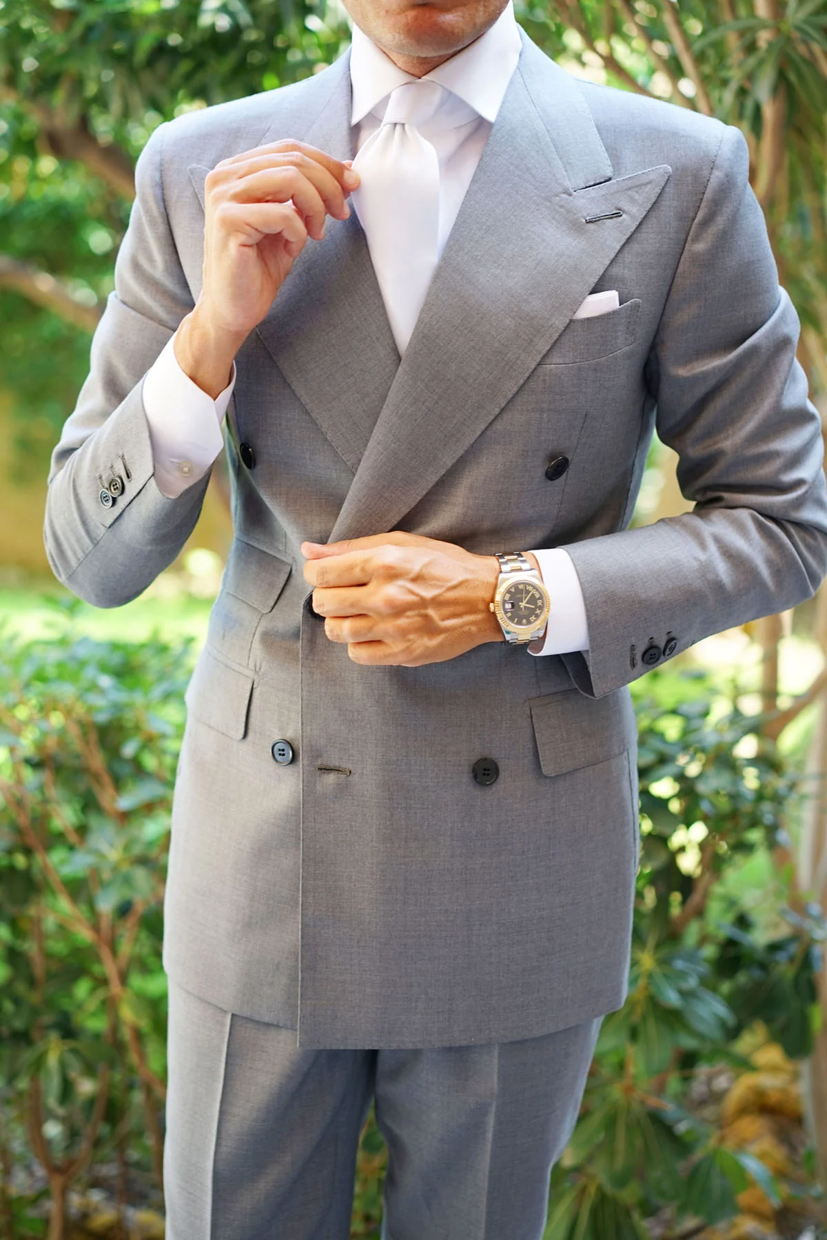 White Satin Necktie - Image 11