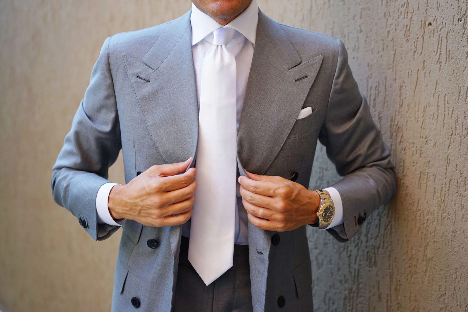 White Satin Necktie - Image 14