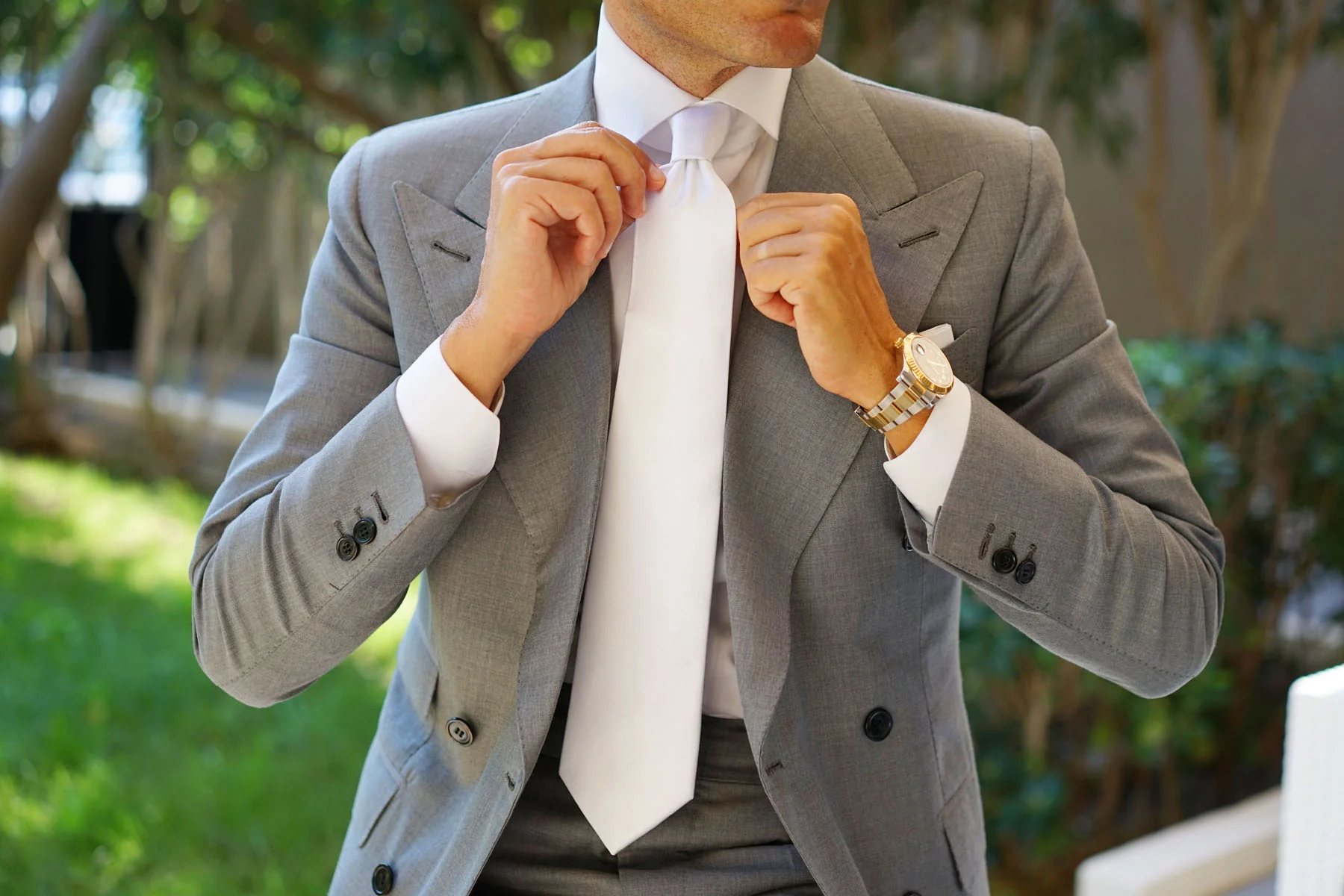 White Satin Necktie - Image 7