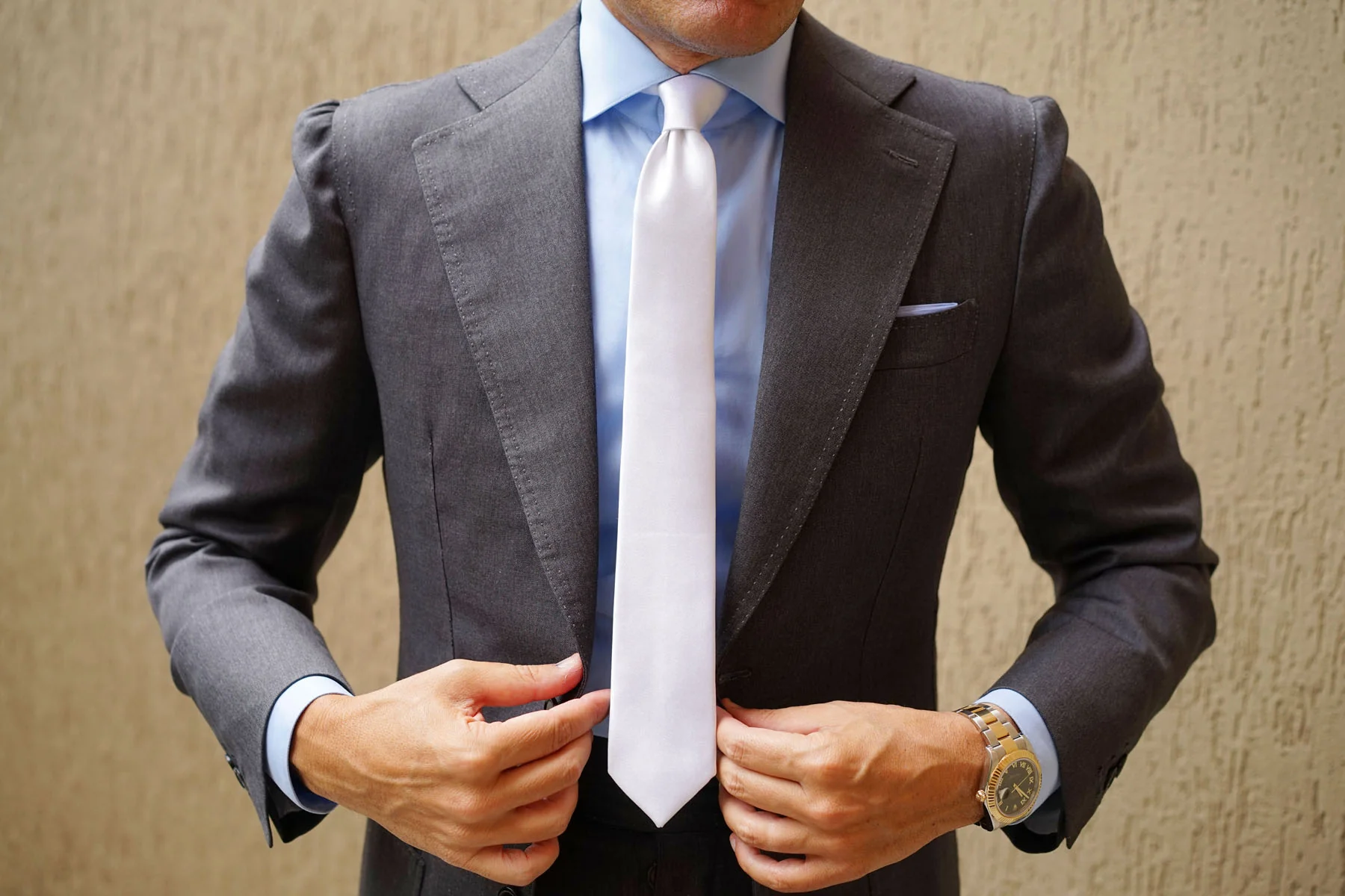 White Satin Skinny Tie - Image 8