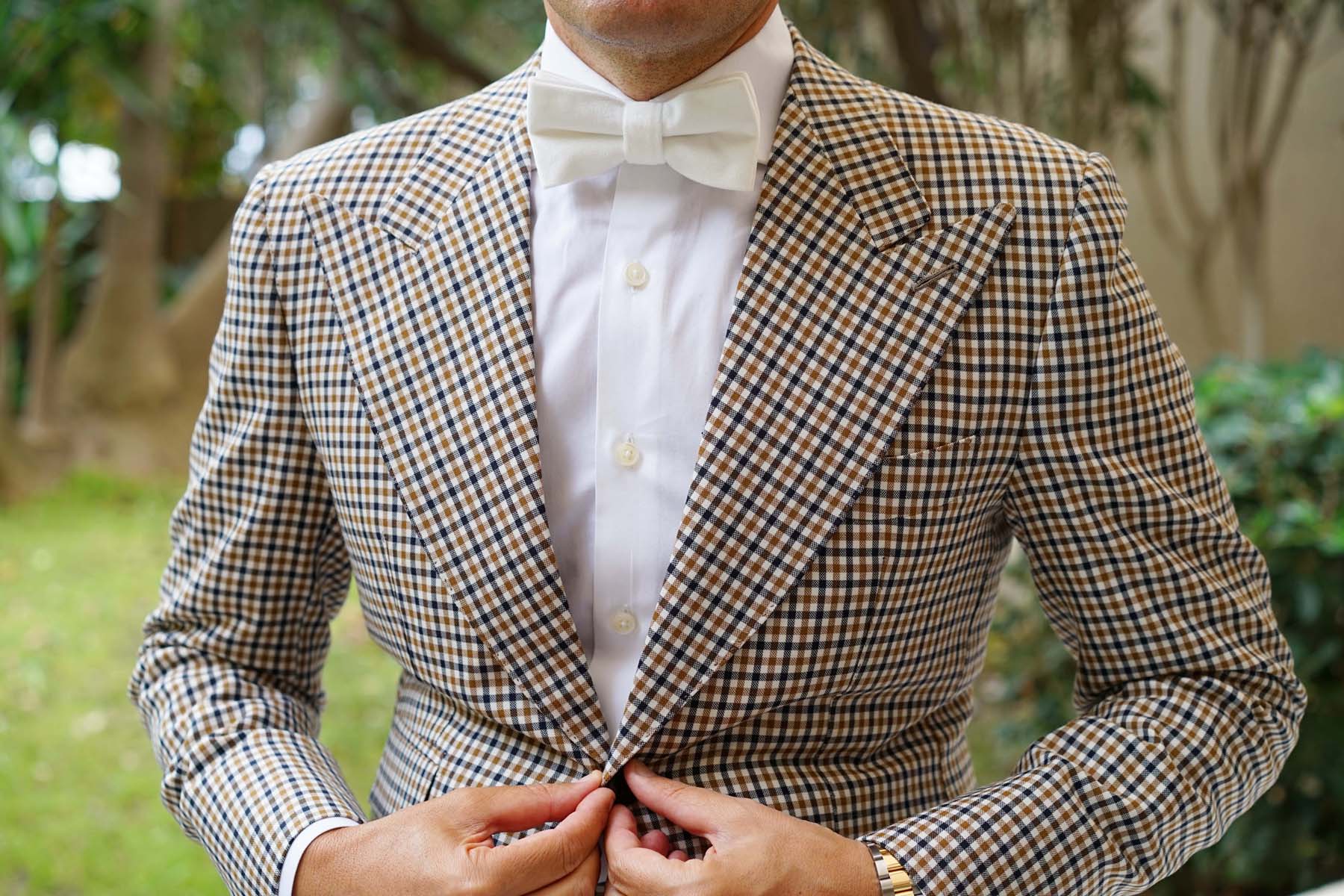 White Velvet Bow Tie - Image 3