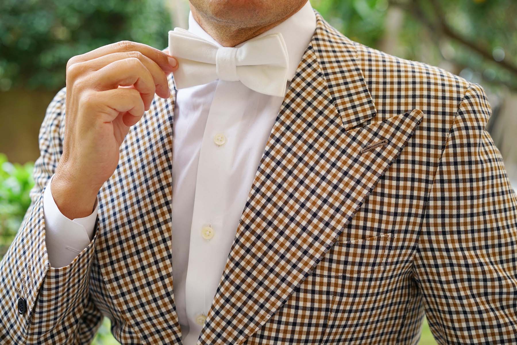 White Velvet Bow Tie - Image 6