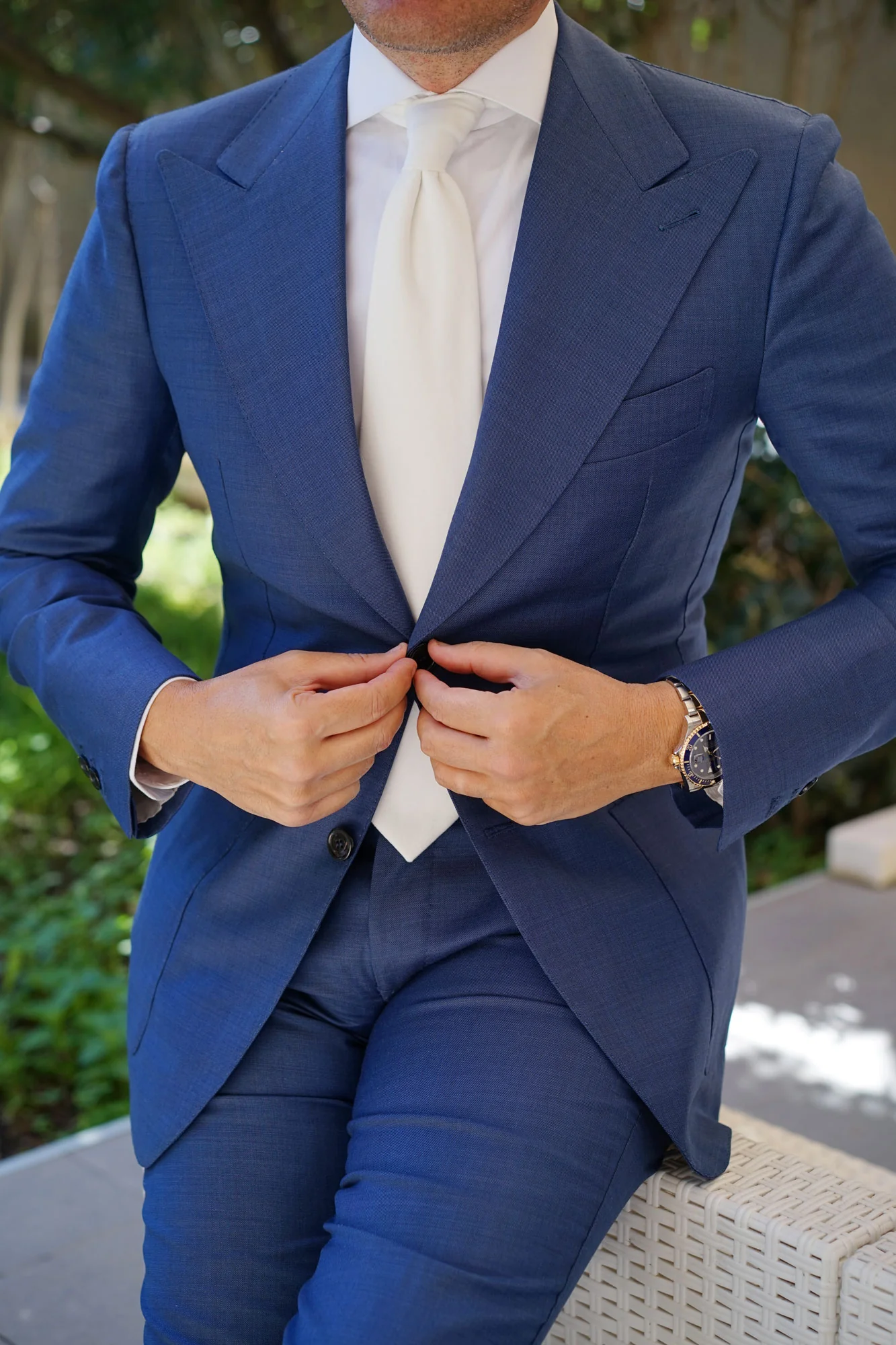 White Velvet Necktie - Image 7