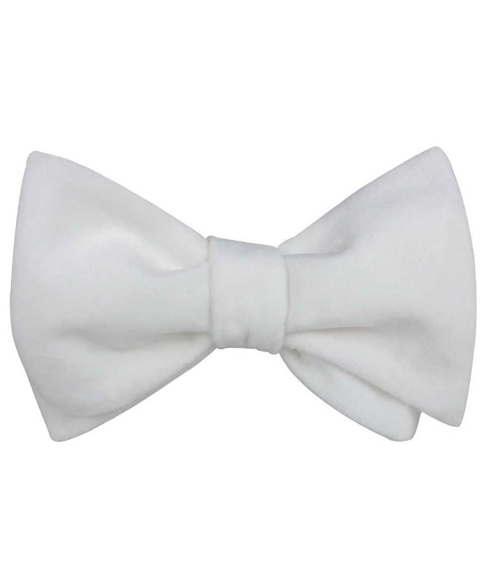 White Velvet Self Bow Tie - Image 2