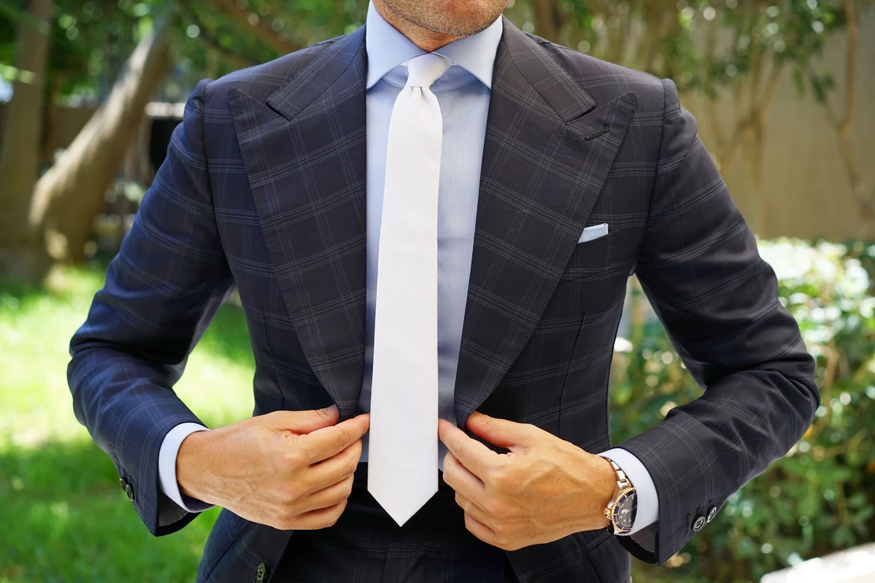 White Velvet Skinny Tie - Image 15