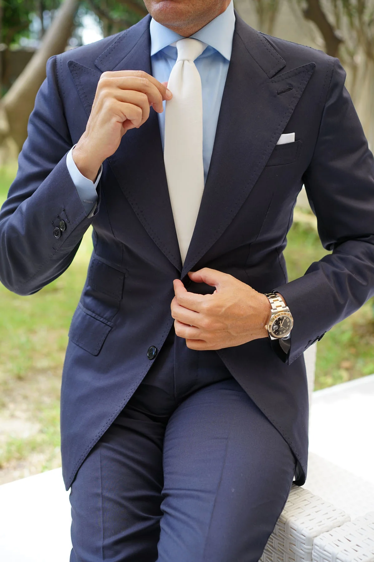White Velvet Skinny Tie - Image 7