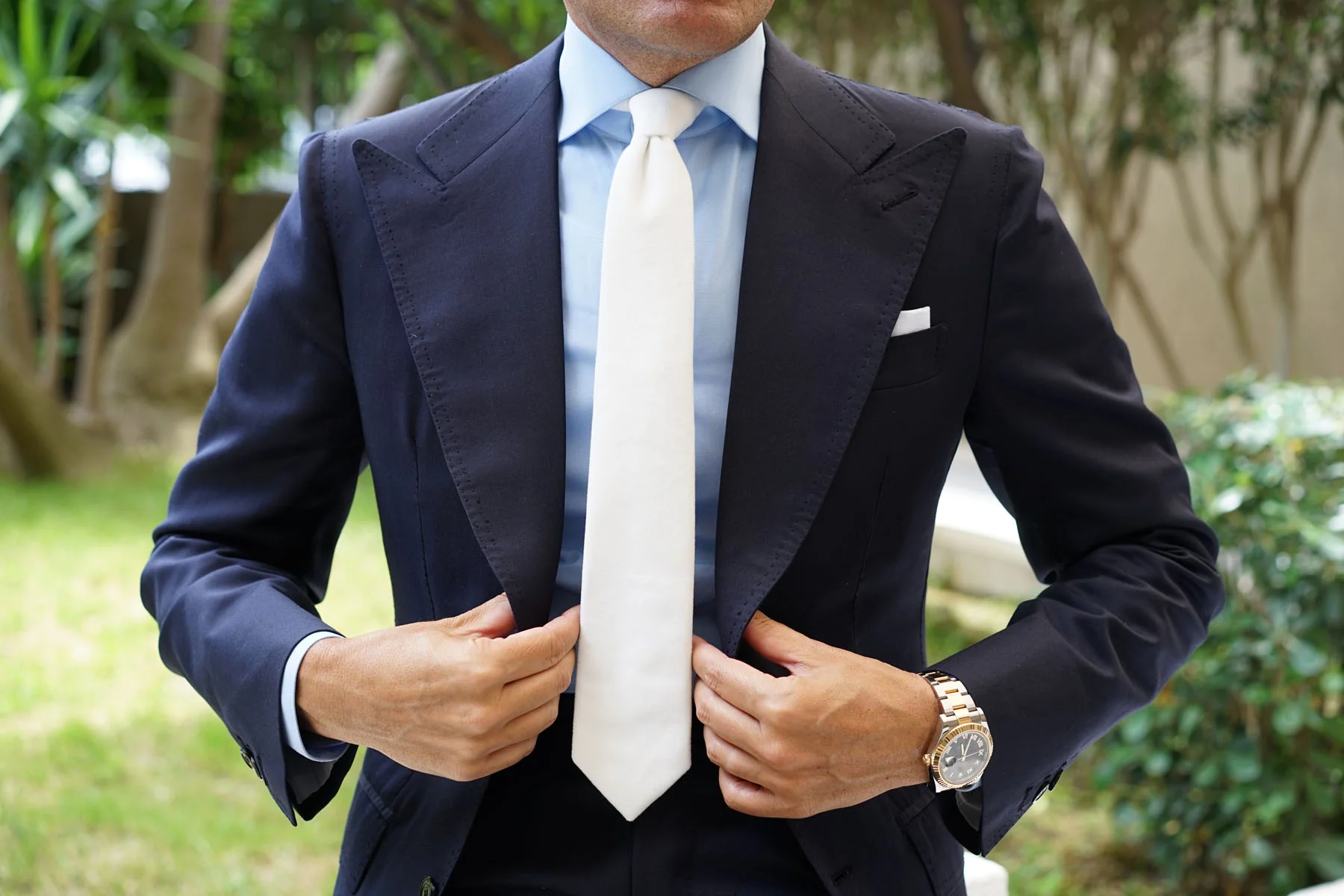 White Velvet Skinny Tie - Image 9