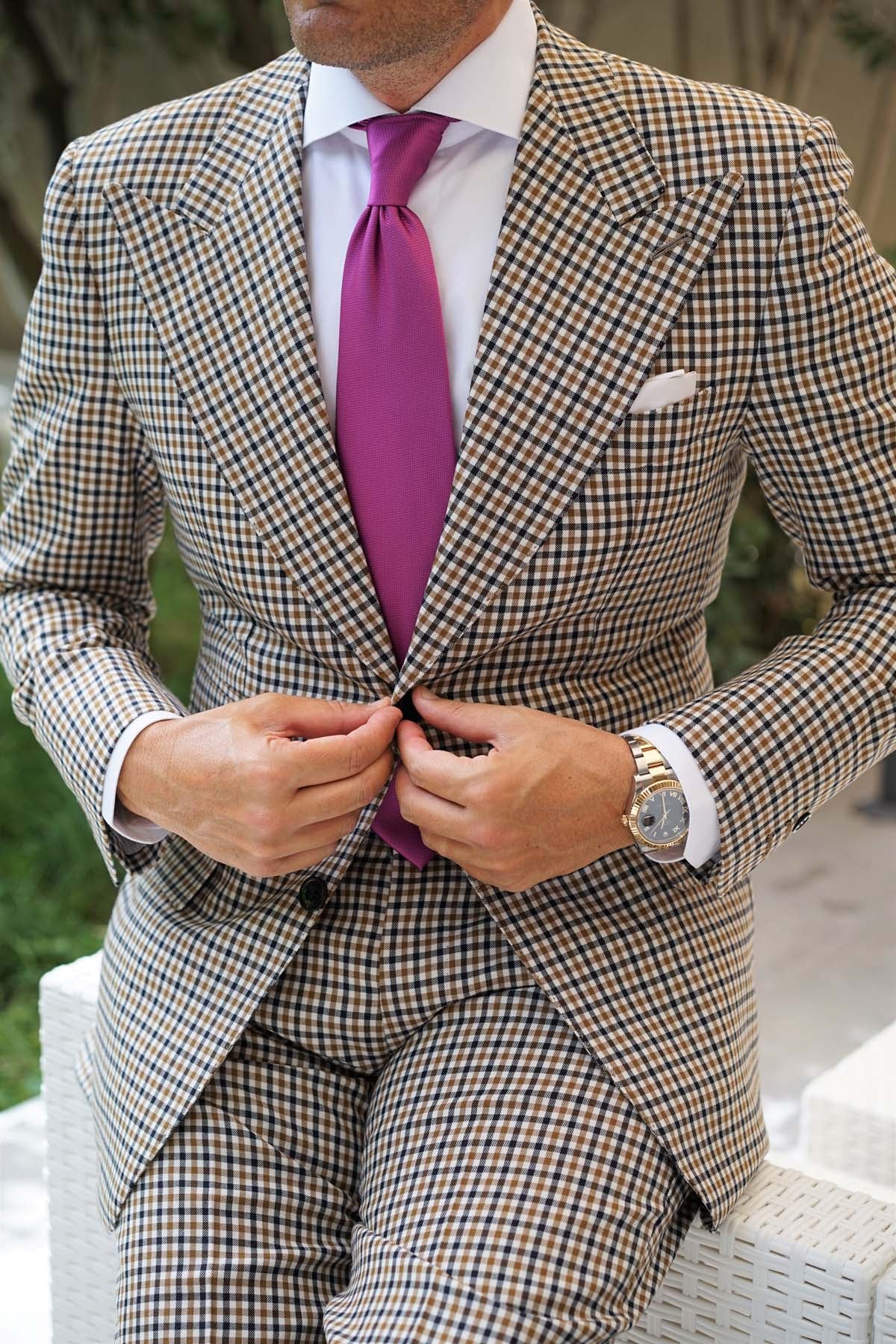 Wild Orchid Purple Weave Necktie - Image 7