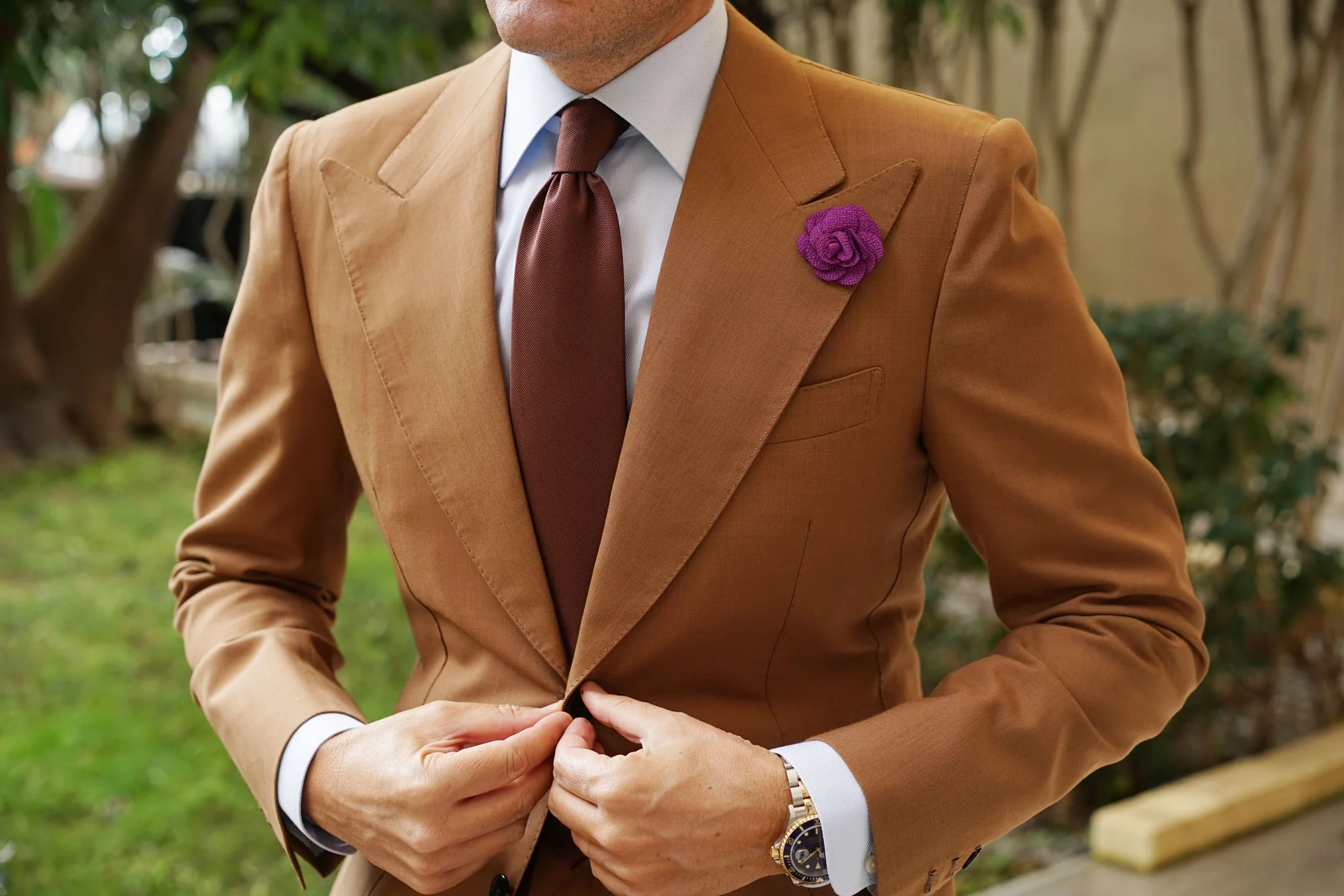 Wine Purple Lapel Flower - Image 3