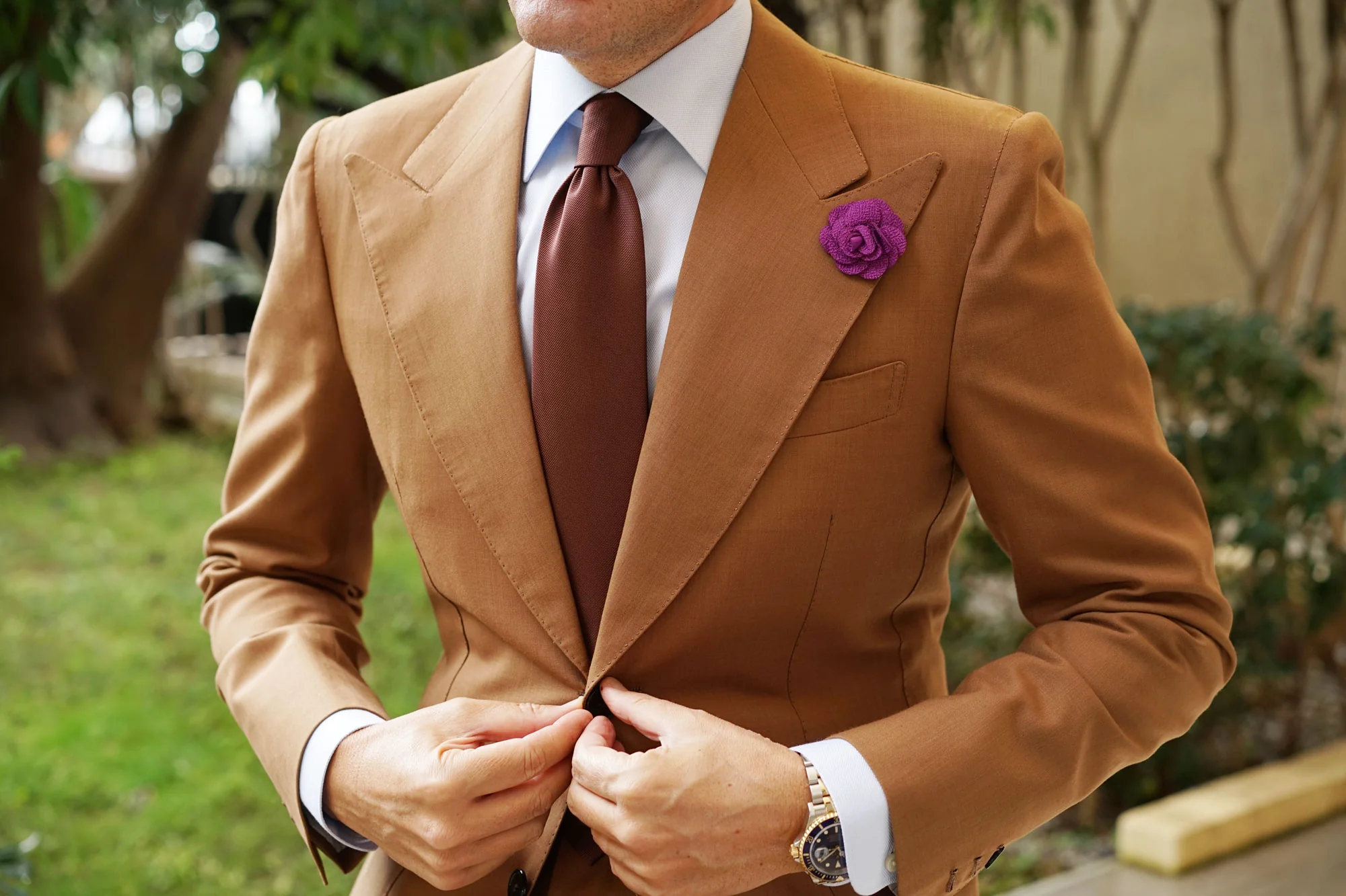 Wine Purple Lapel Flower - Image 6