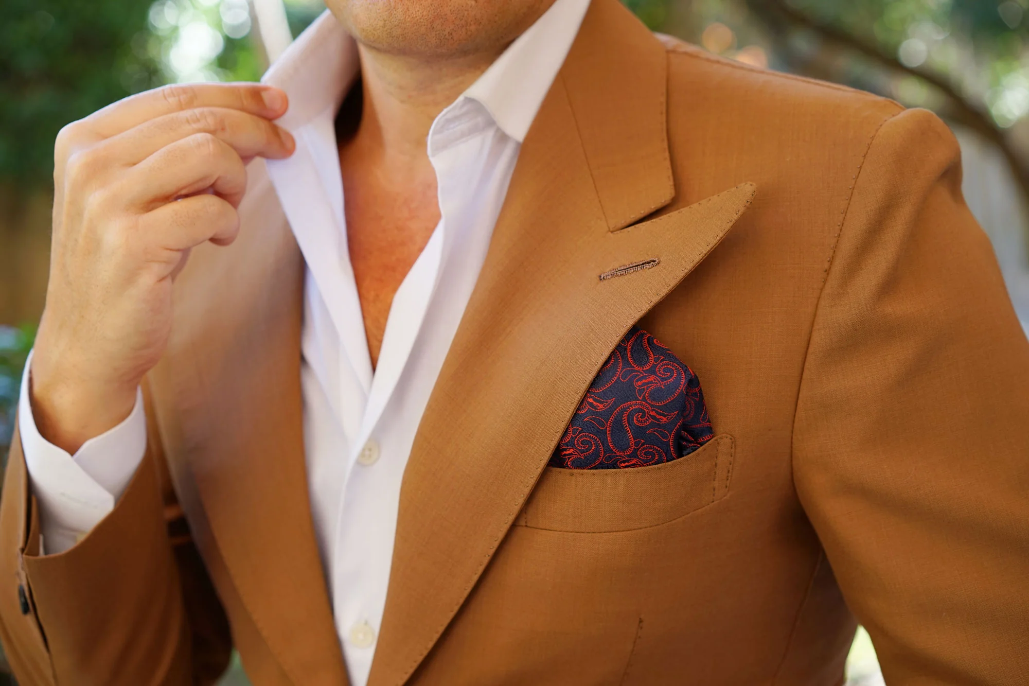 Yazd Red Paisley Pocket Square - Image 6