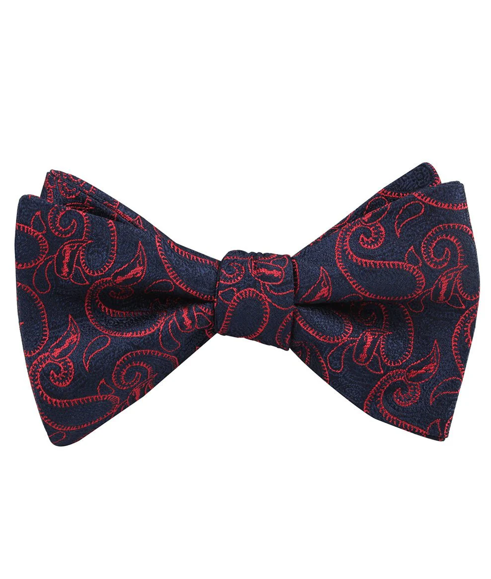 Yazd Red Paisley Self Bow Tie - Image 2