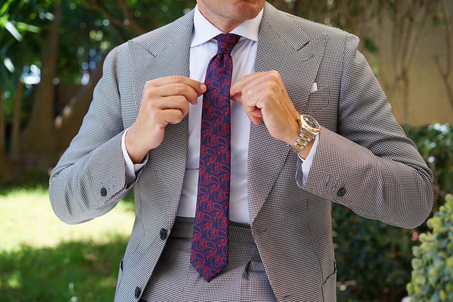 Yazd Red Paisley Skinny Tie - Image 6