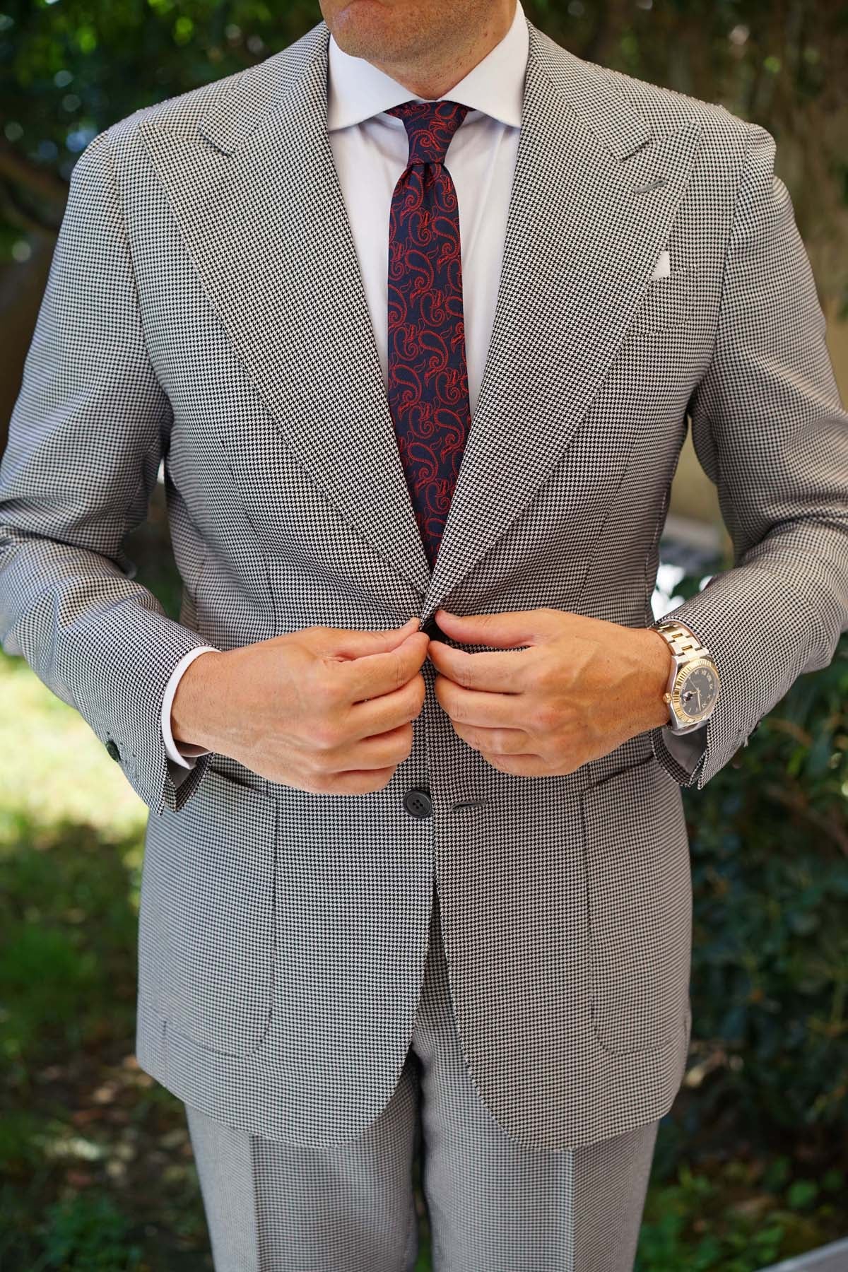 Yazd Red Paisley Skinny Tie - Image 8