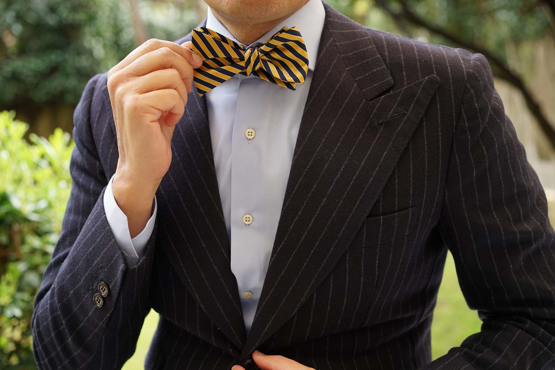 Yellow and Navy Blue Diagonal - Bow Tie (Untied) - Image 6