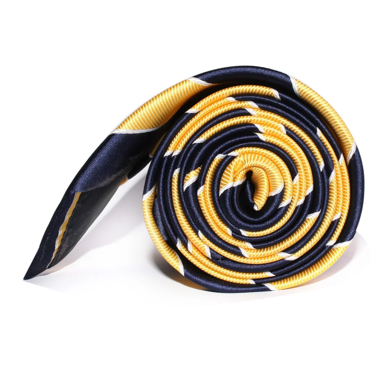 Yellow and Navy Blue Striped Tie - Image 5