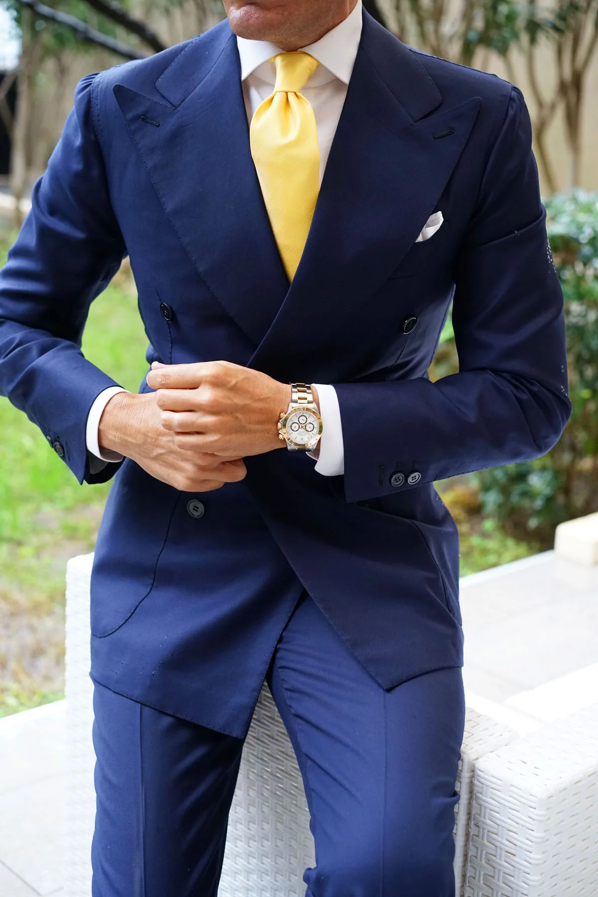 Yellow Grain Slub Necktie - Image 9