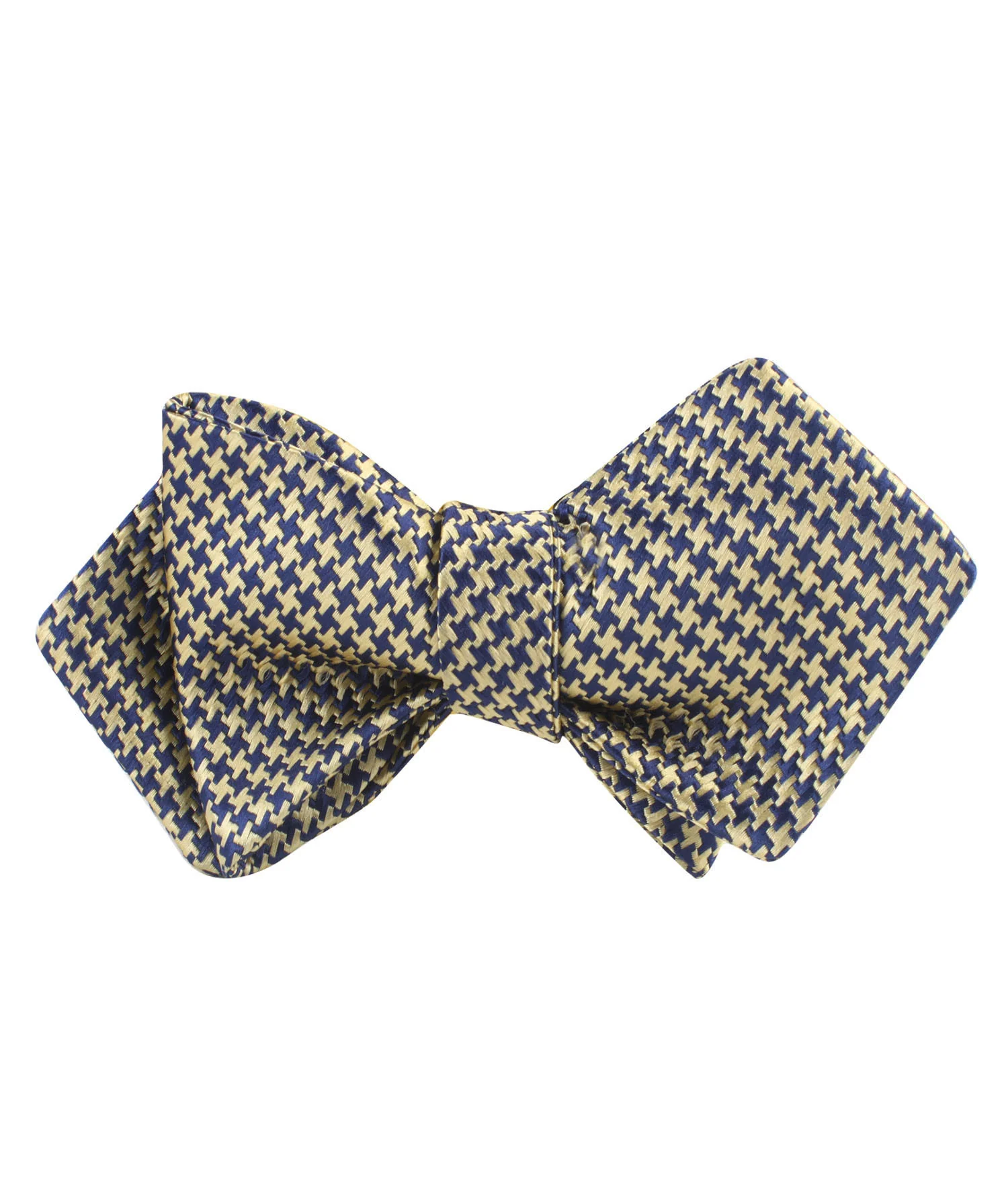 Yellow Houndstooth Diamond Self Bow Tie - Image 2