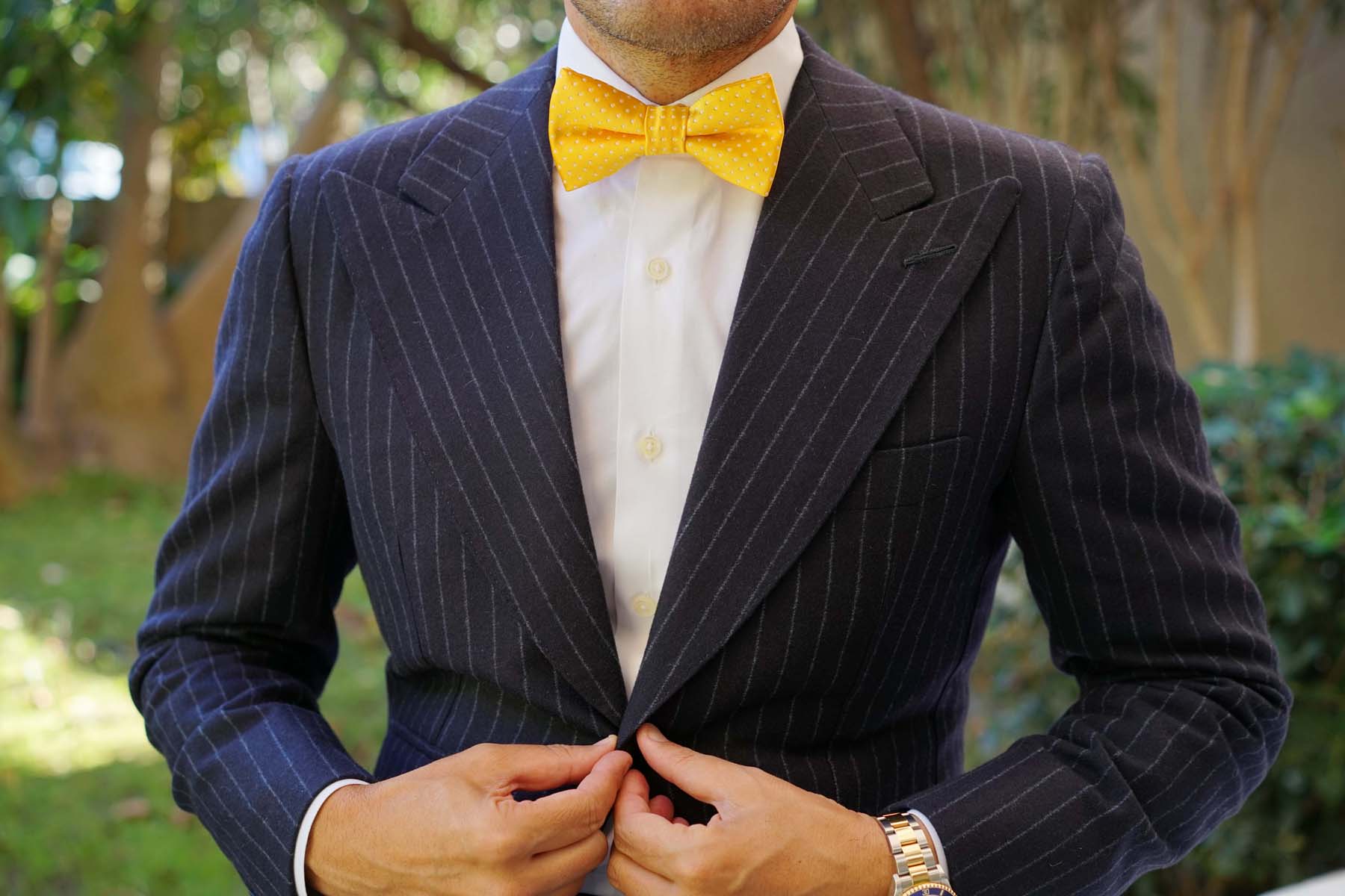 Yellow Mini Polka Dots Bow Tie - Image 5