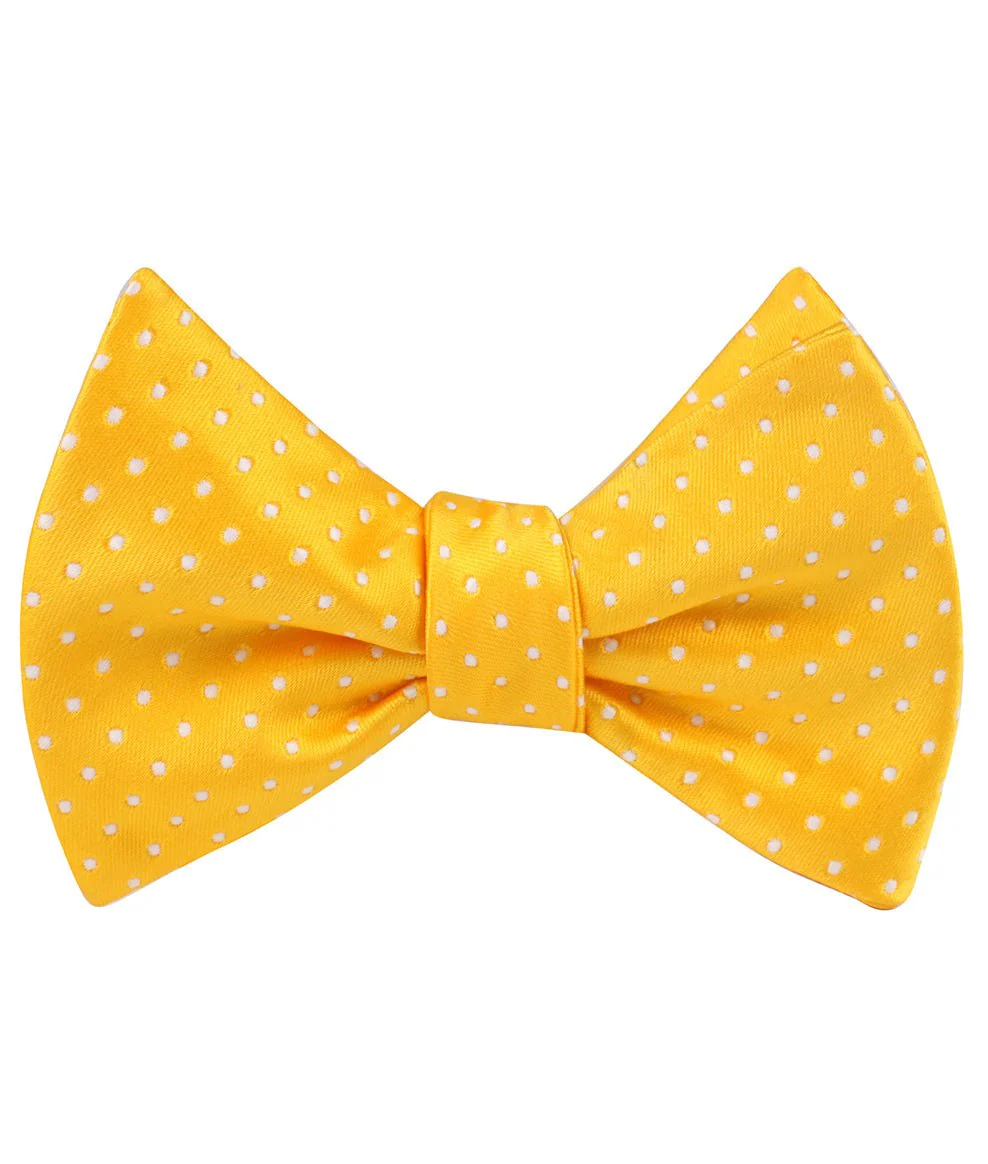 Yellow Mini Polka Dots Self Bow Tie - Image 2