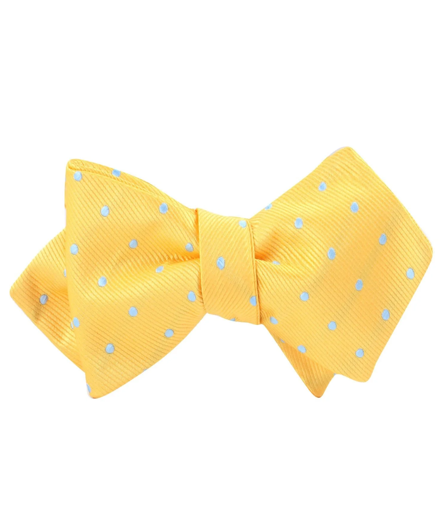 Yellow on Blue Pin Dots Diamond Self Bow Tie - Image 2