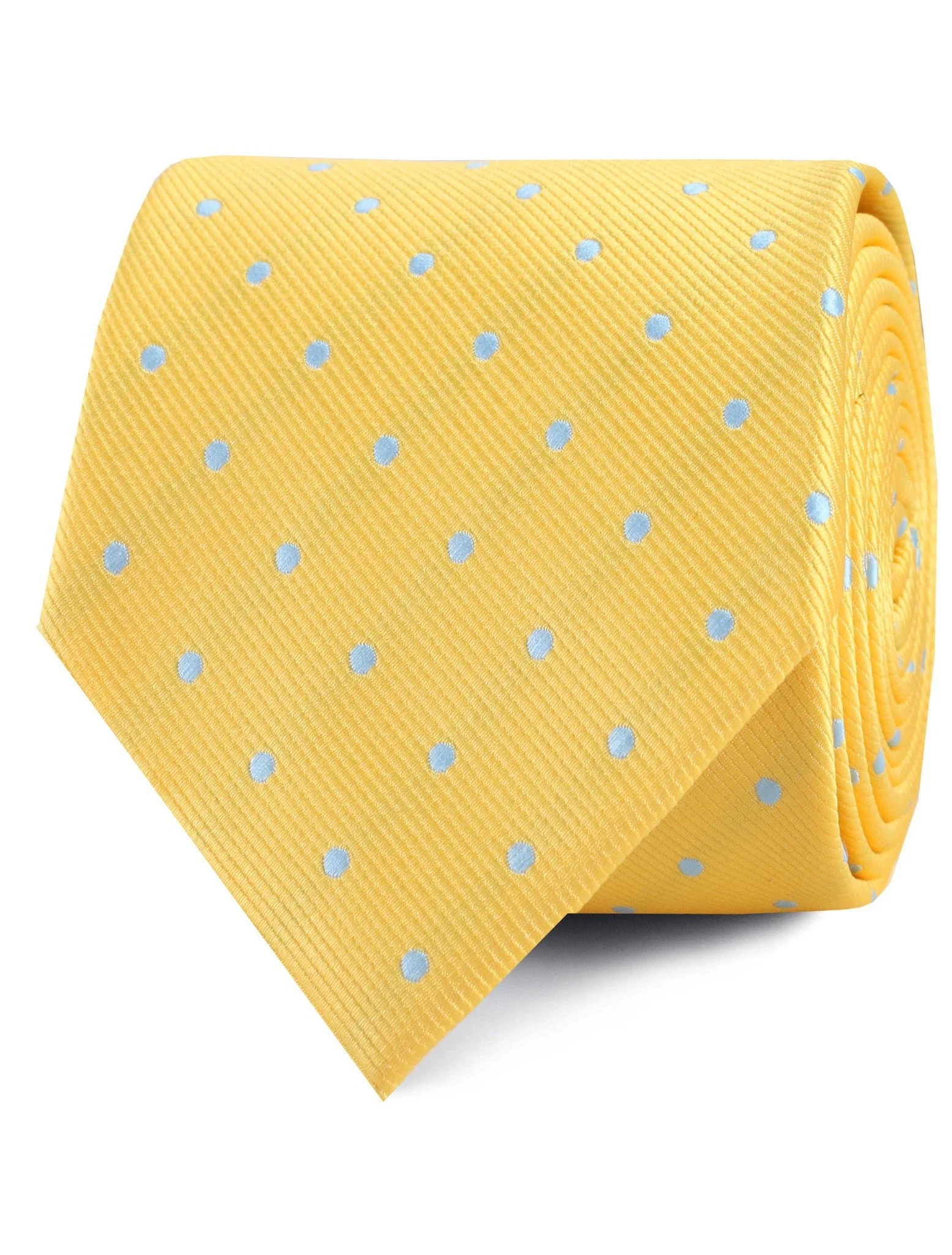 Yellow on Blue Pin Dots Tie - Image 2