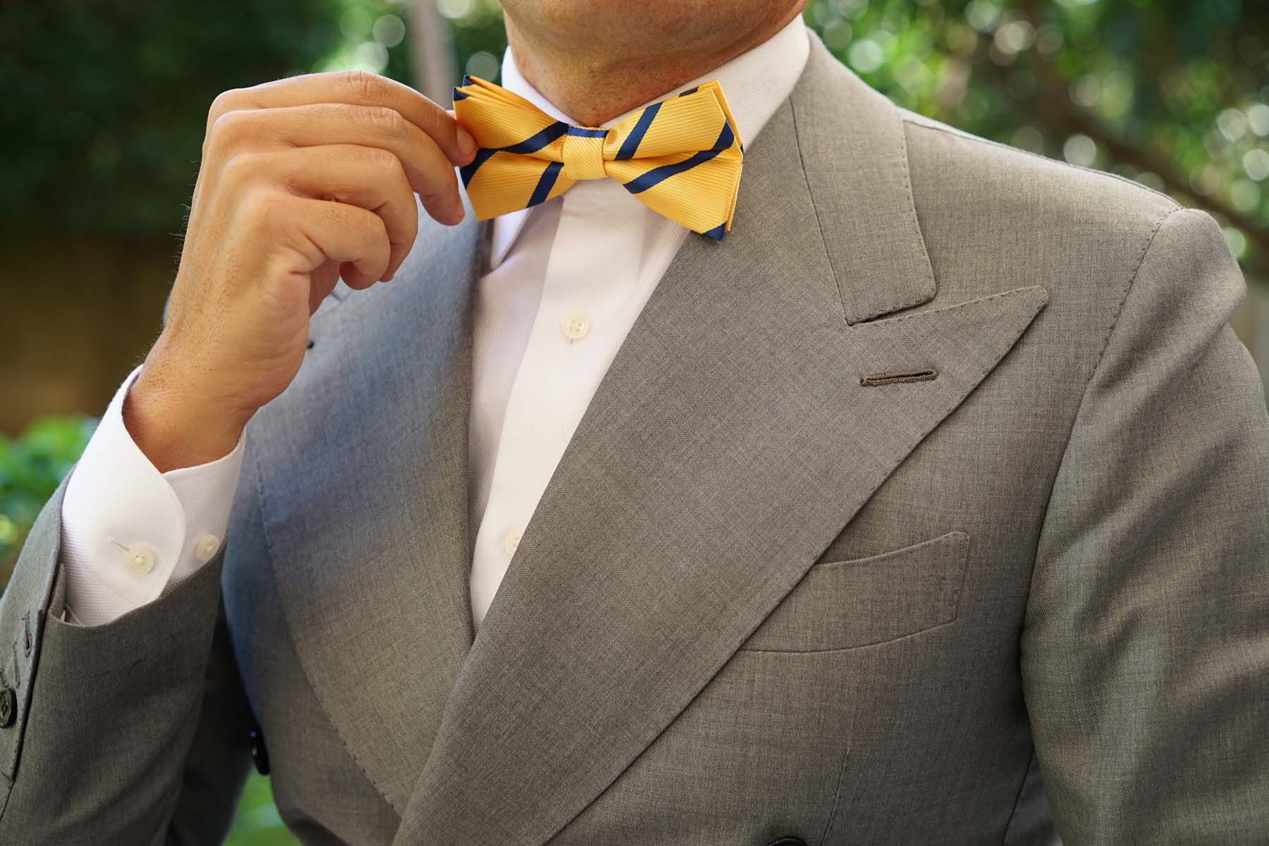 Yellow Pencil Stripe Bow Tie - Image 5