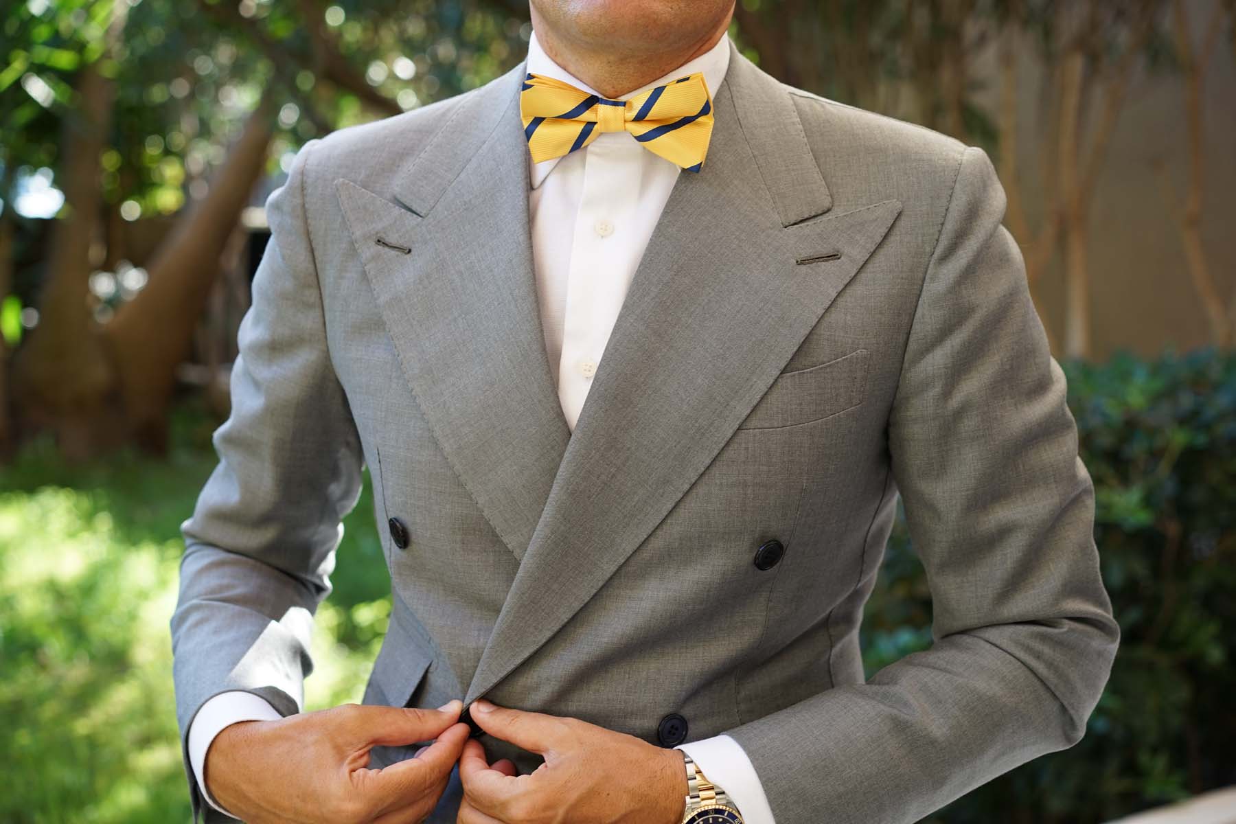 Yellow Pencil Stripe Bow Tie - Image 6
