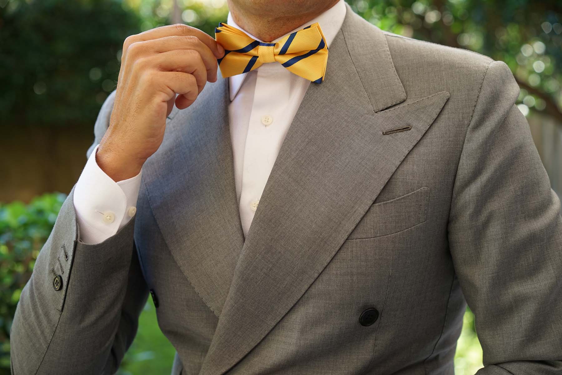 Yellow Pencil Stripe Bow Tie - Image 7