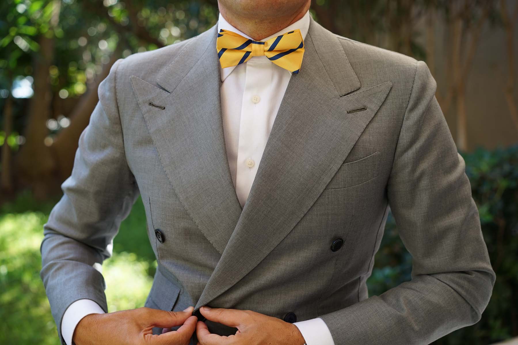 Yellow Pencil Stripe Bow Tie - Image 9