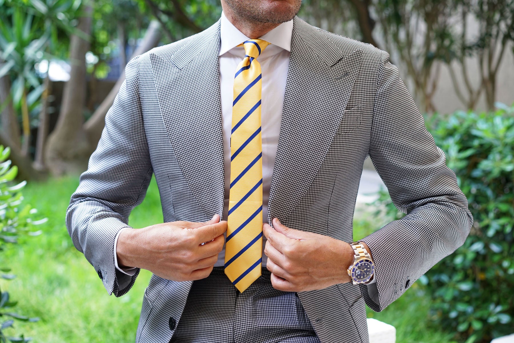 Yellow Pencil Stripe Skinny Tie - Image 4