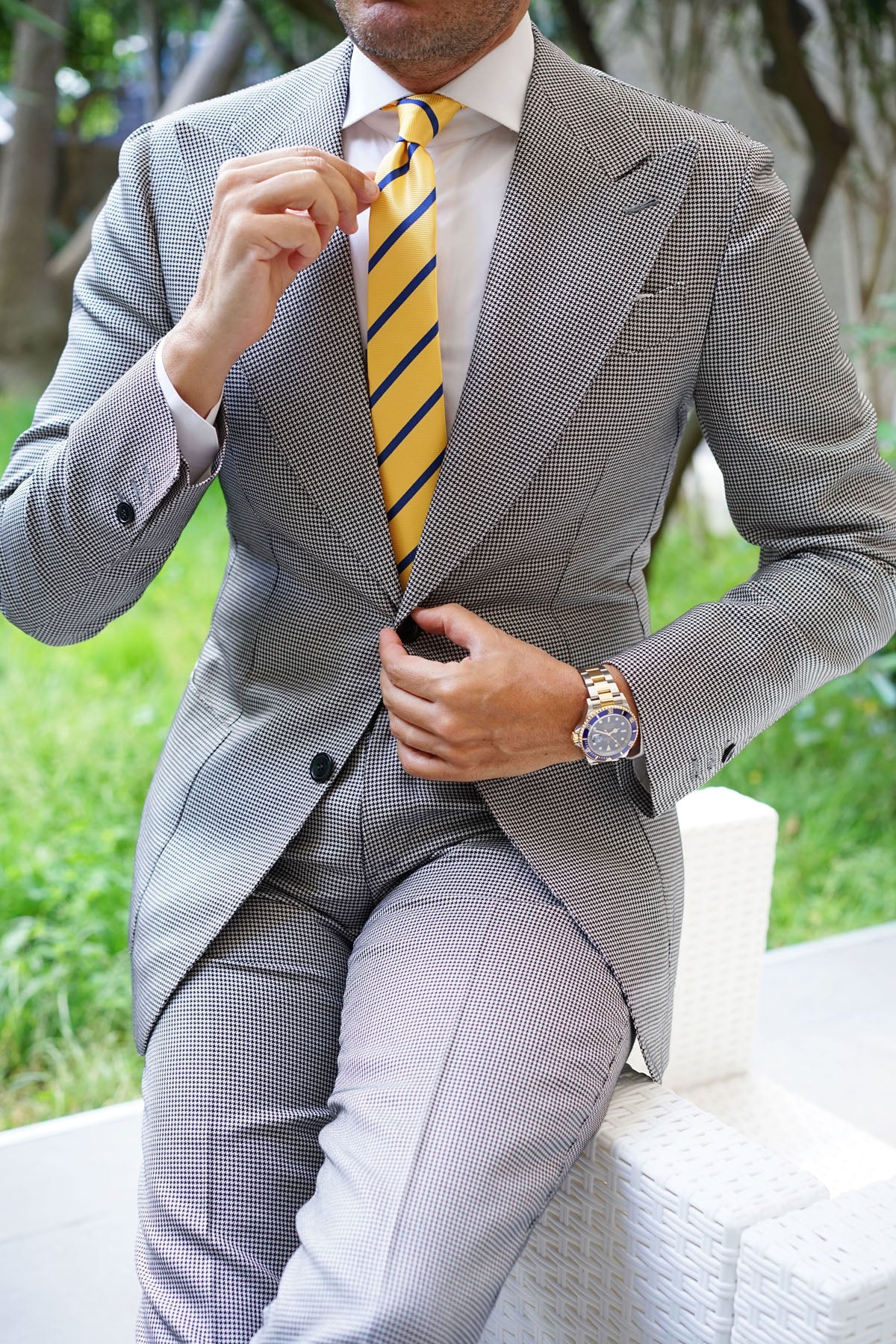 Yellow Pencil Stripe Skinny Tie - Image 5