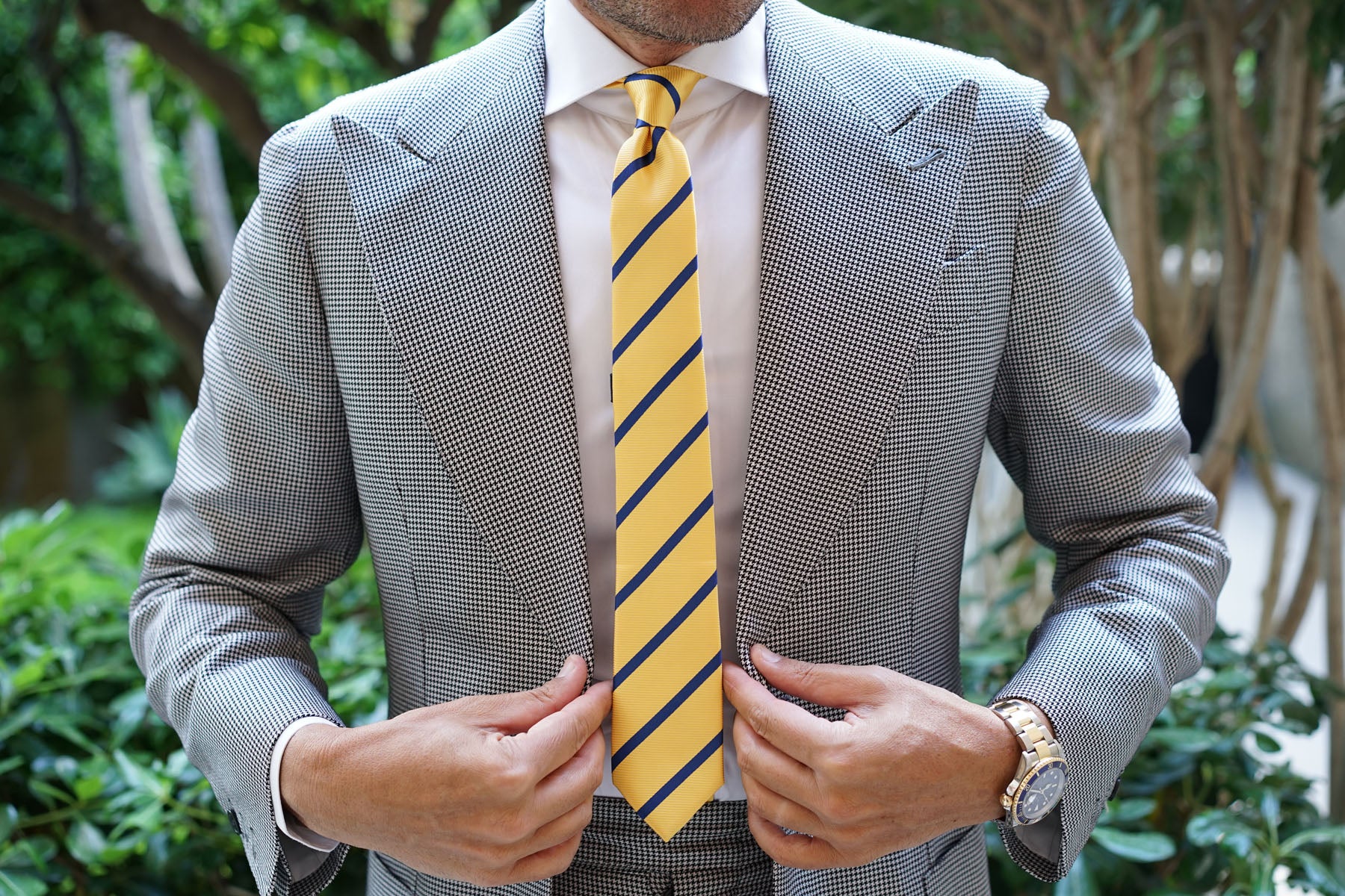 Yellow Pencil Stripe Skinny Tie - Image 6