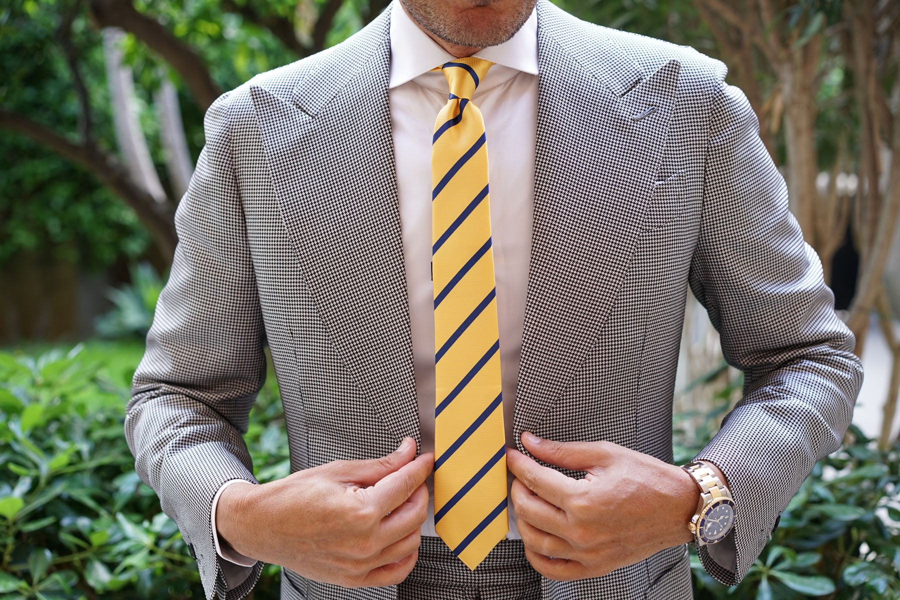 Yellow Pencil Stripe Skinny Tie - Image 9