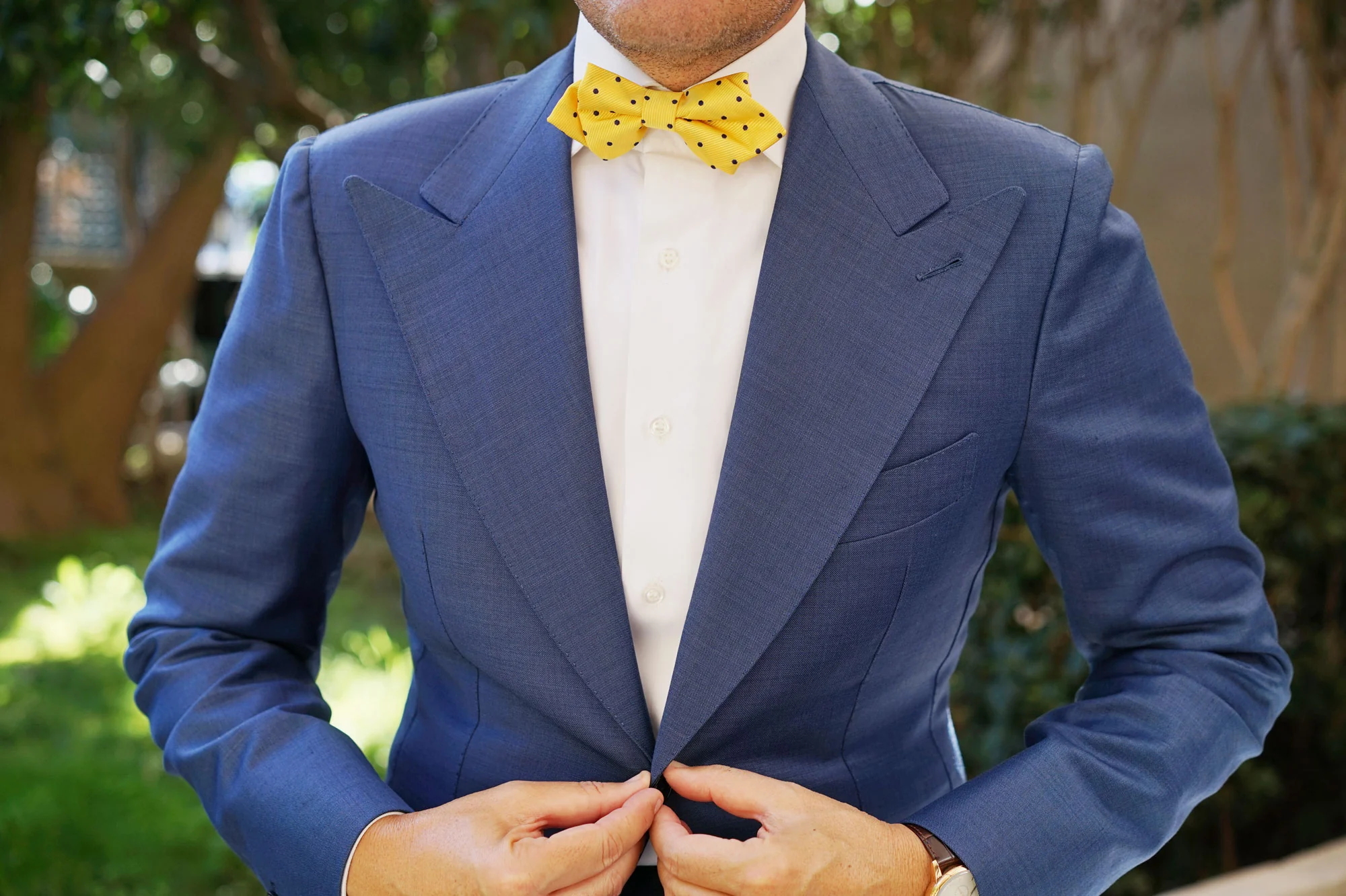 Yellow Polka Dot Diamond Bow Tie - Image 3