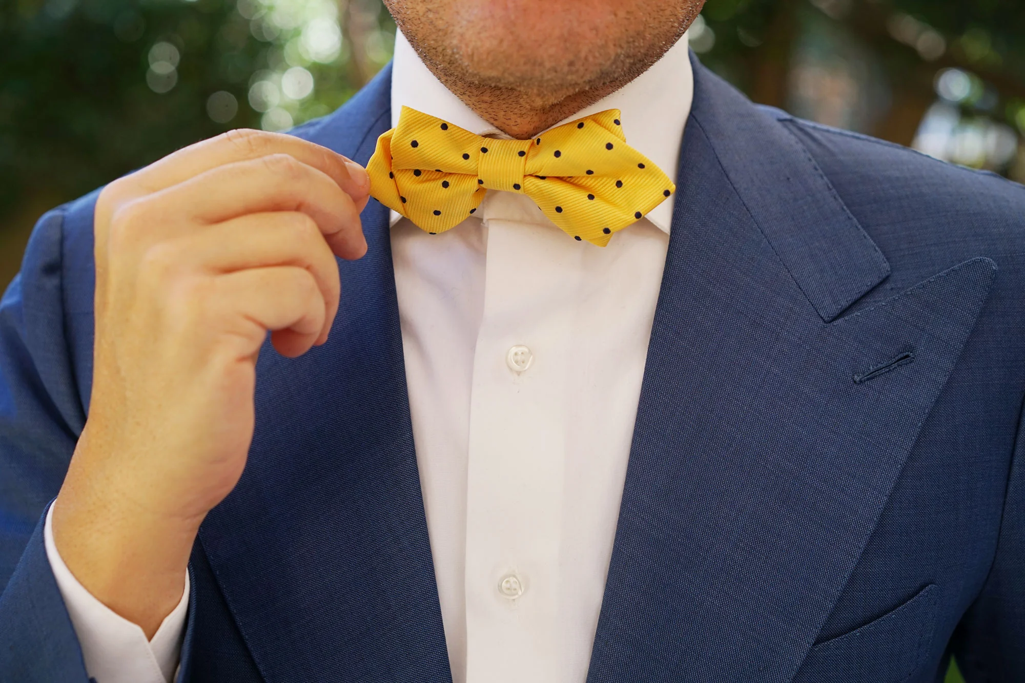 Yellow Polka Dot Diamond Bow Tie - Image 7