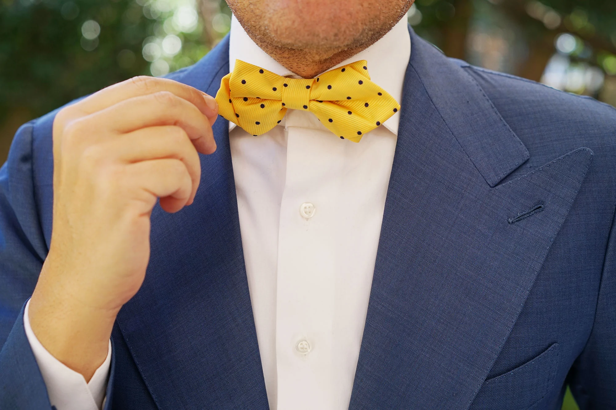 Yellow Polka Dot Diamond Bow Tie - Image 8