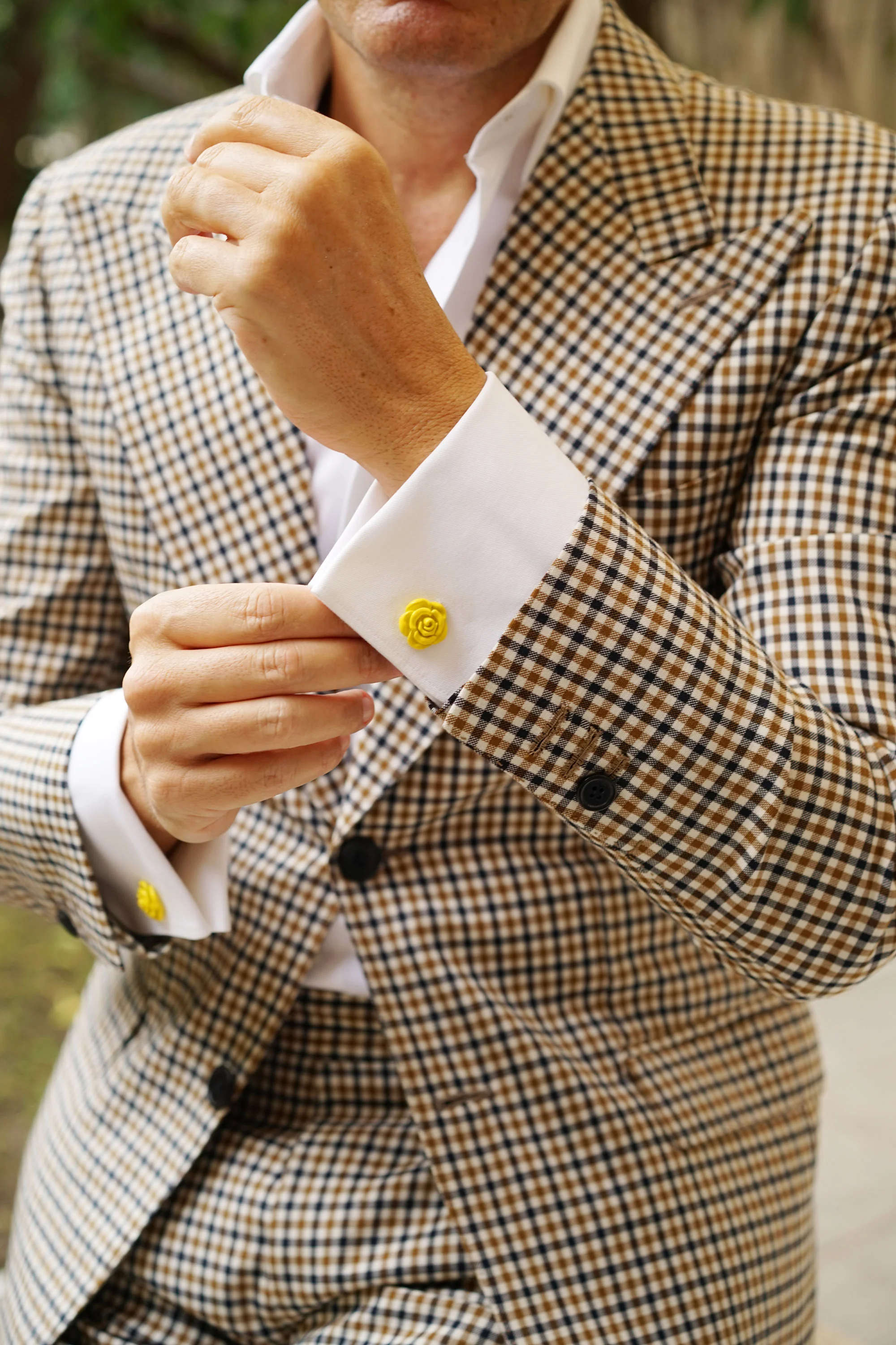 Yellow Rose Metal Cufflinks - Image 4