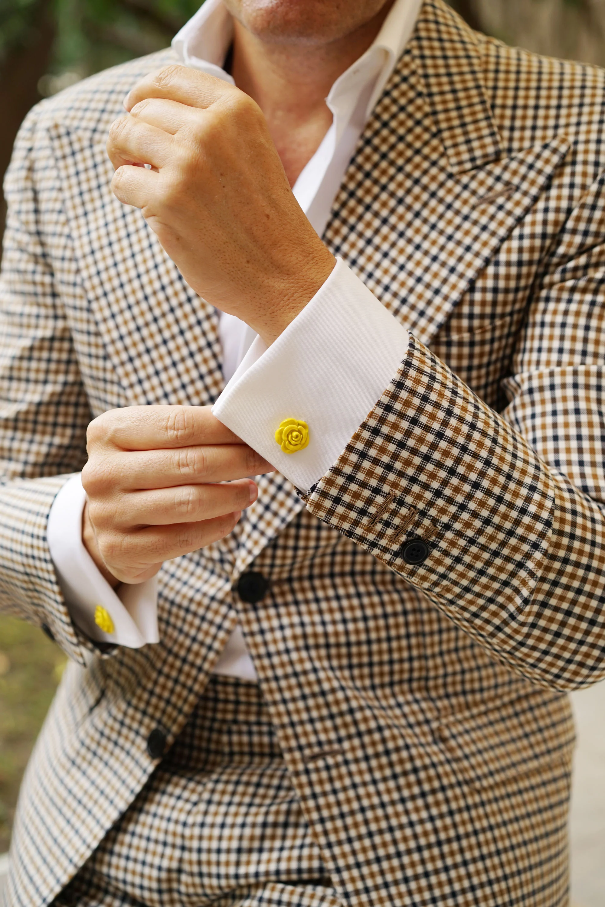 Yellow Rose Metal Cufflinks - Image 6