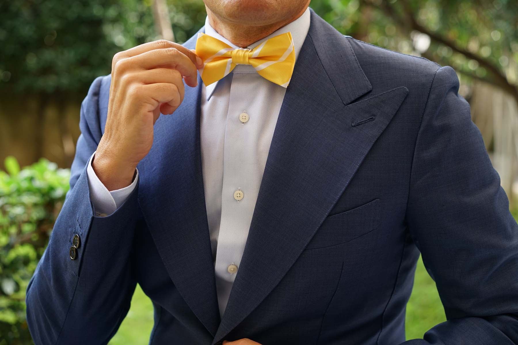 Yellow Striped Bow Tie - Image 3