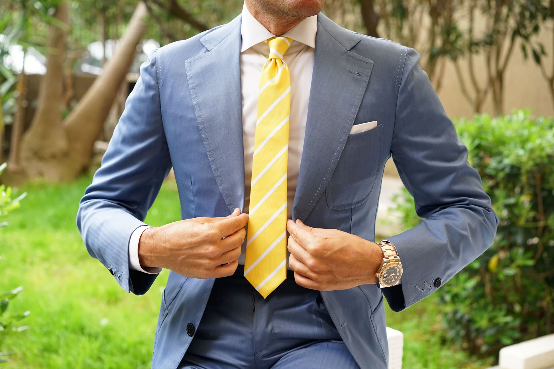 Yellow Striped Skinny Tie - Image 6