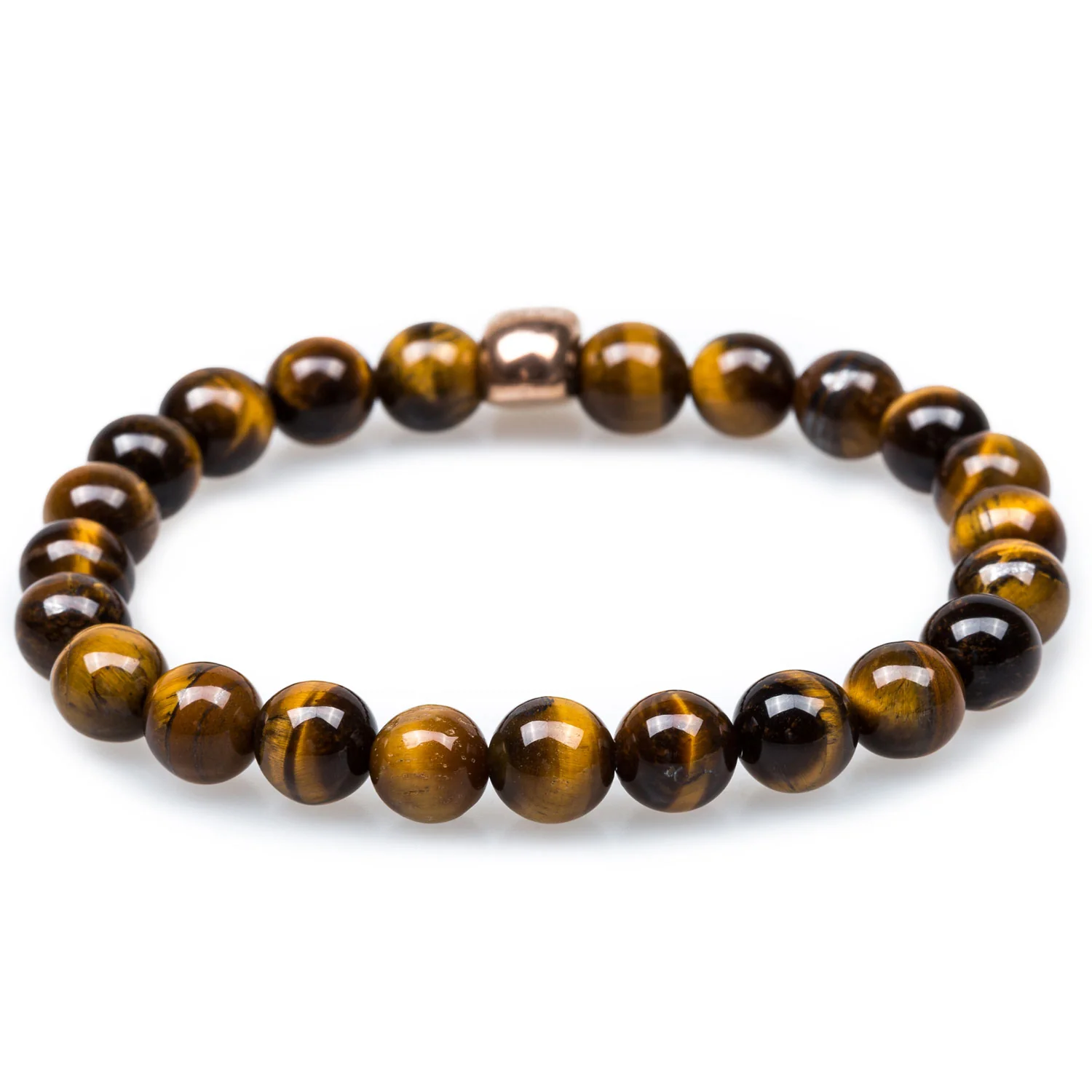 Yellow Tiger's Eye Rose Gold Skull Bracelet - Image 2